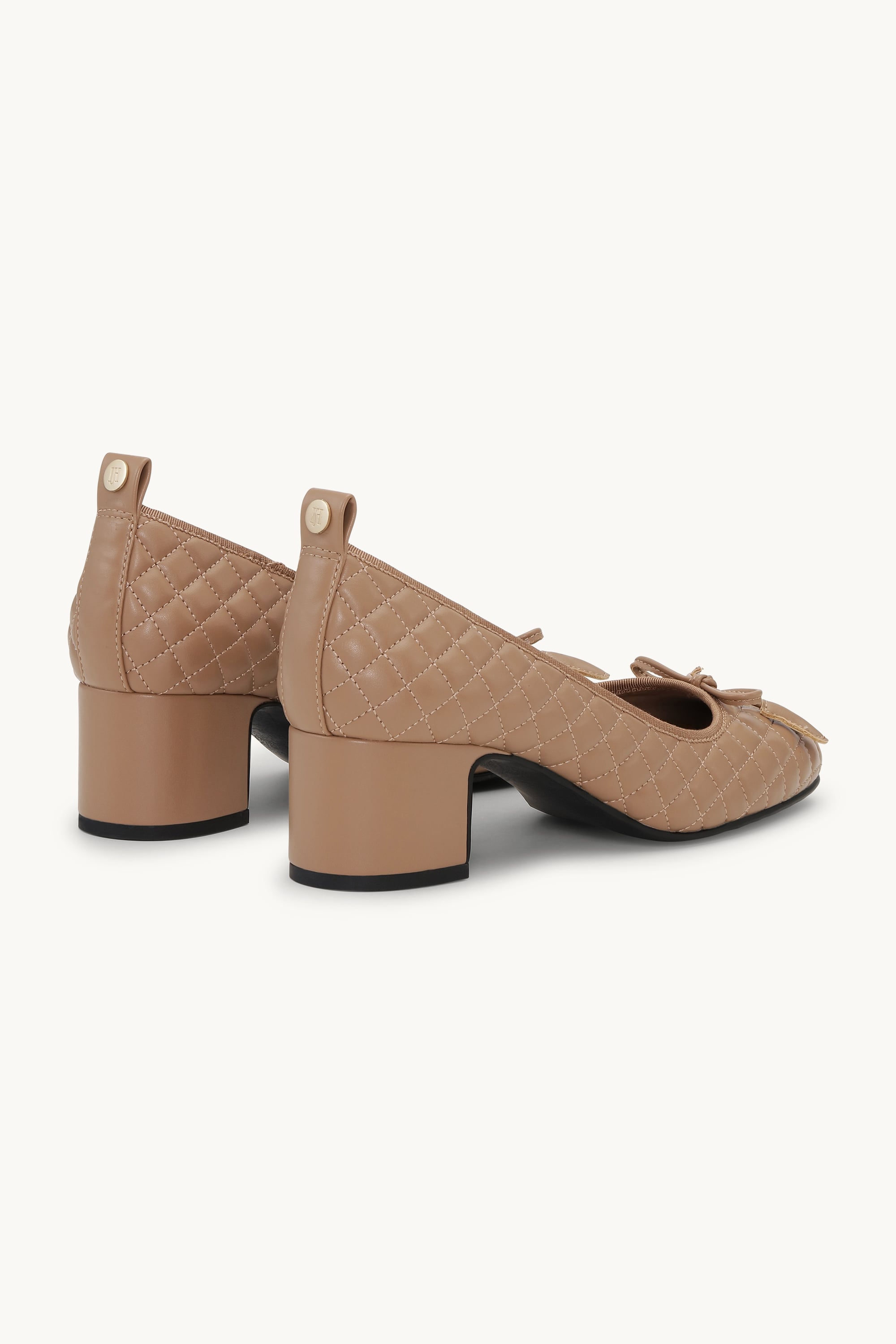 Quilted Ballerina with Heel - Clay Black
