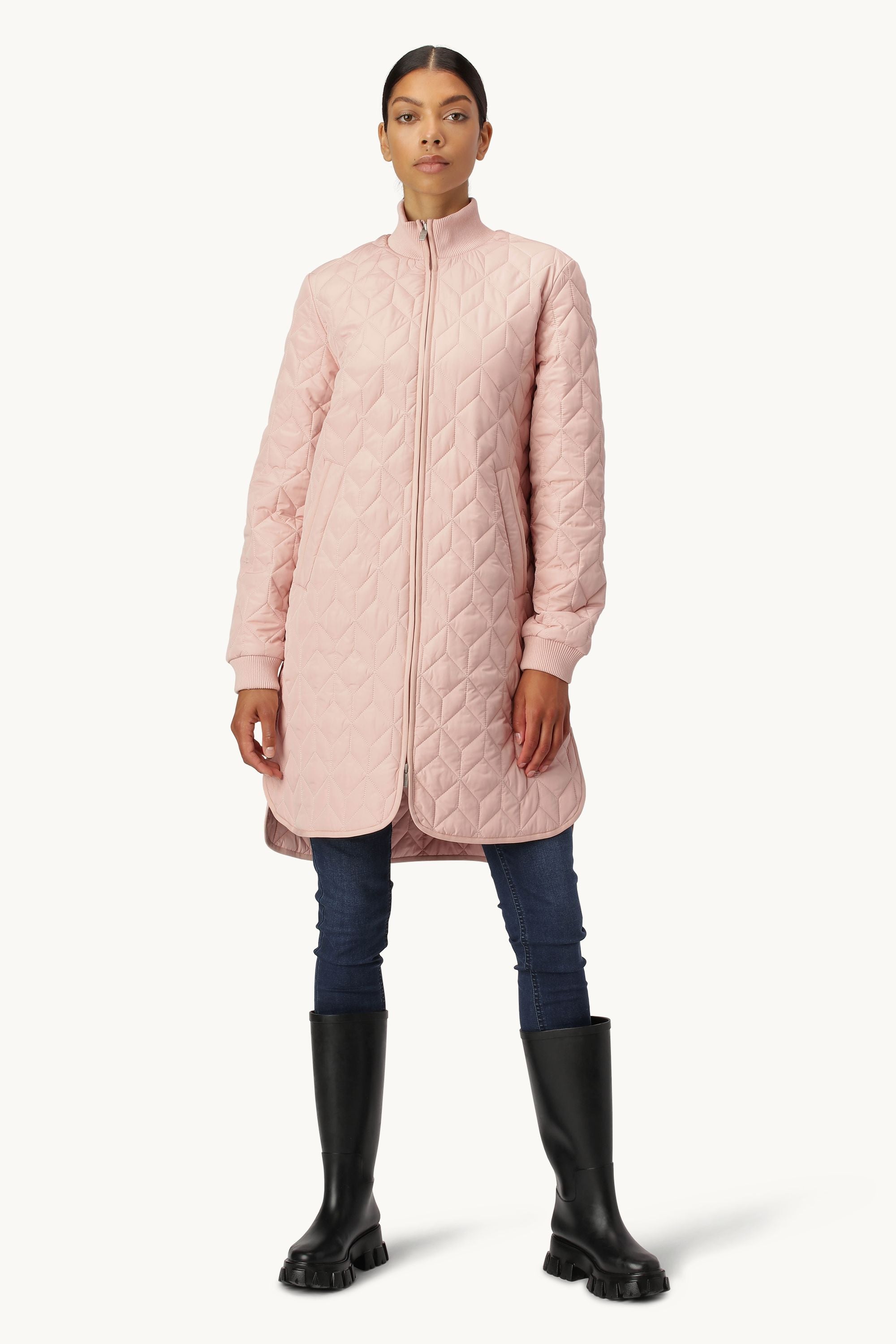 Langer Steppmantel - Pale Pink