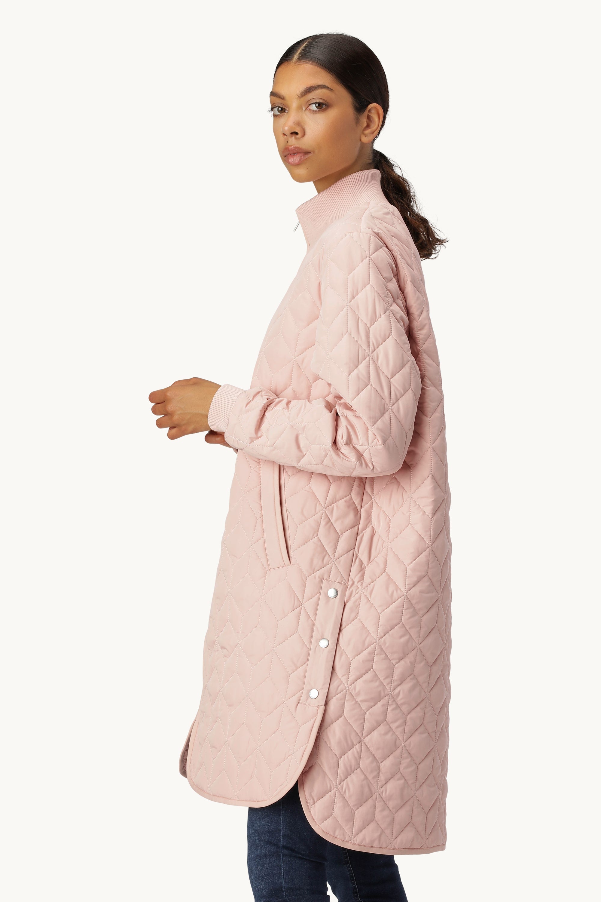 Langer Steppmantel - Pale Pink