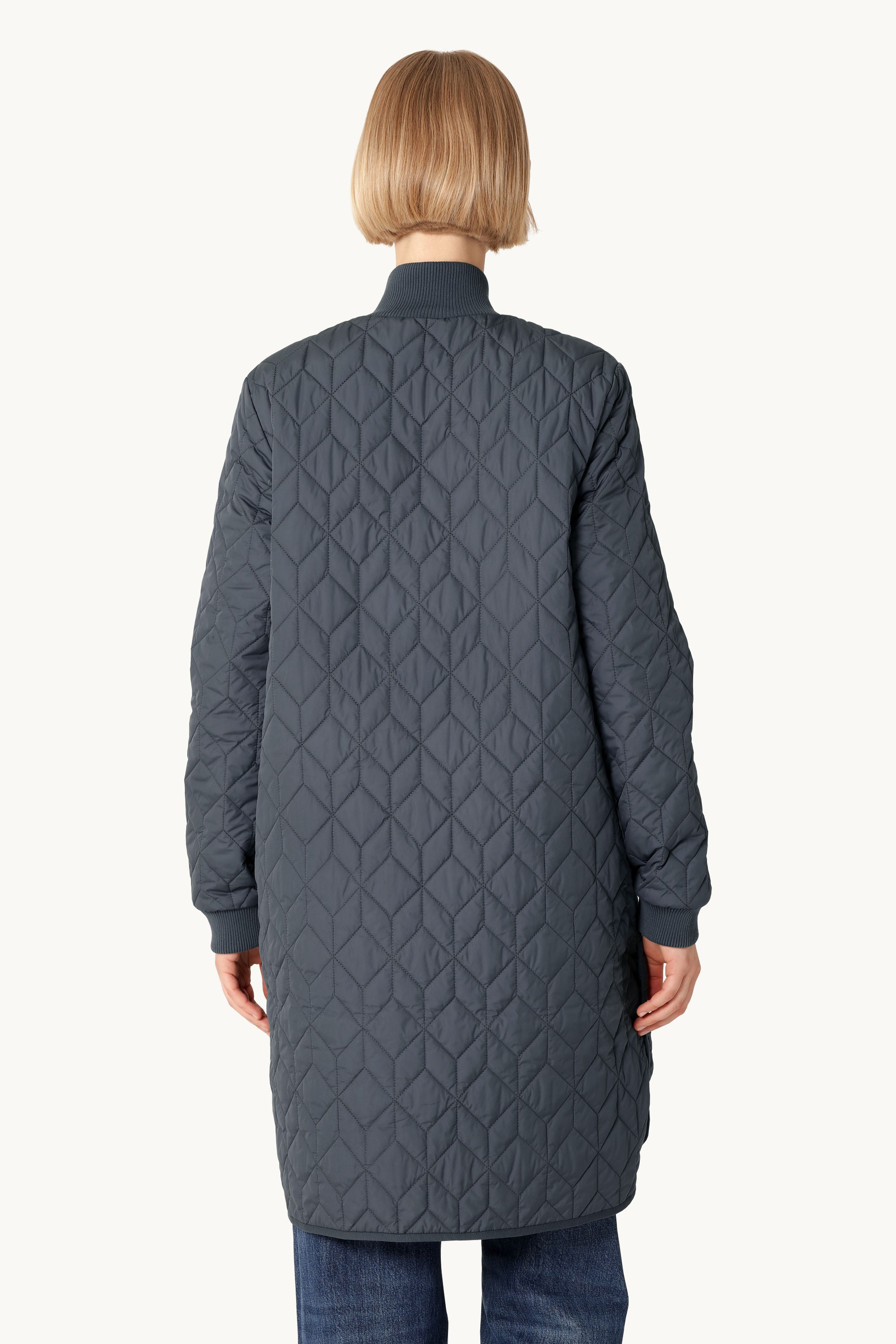 Langer Steppmantel - Ombre Blue