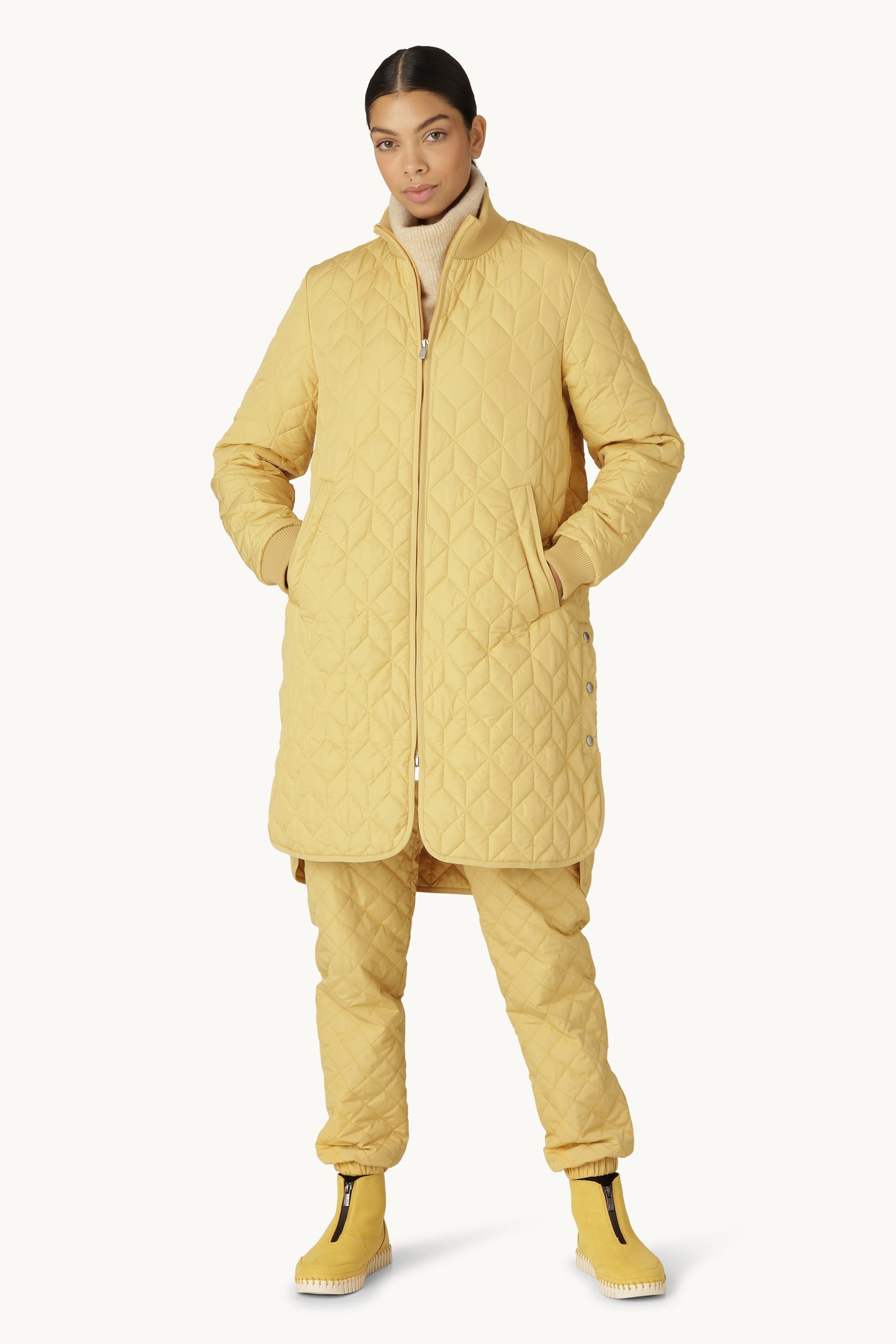 Lange Steppjacke - Marigold