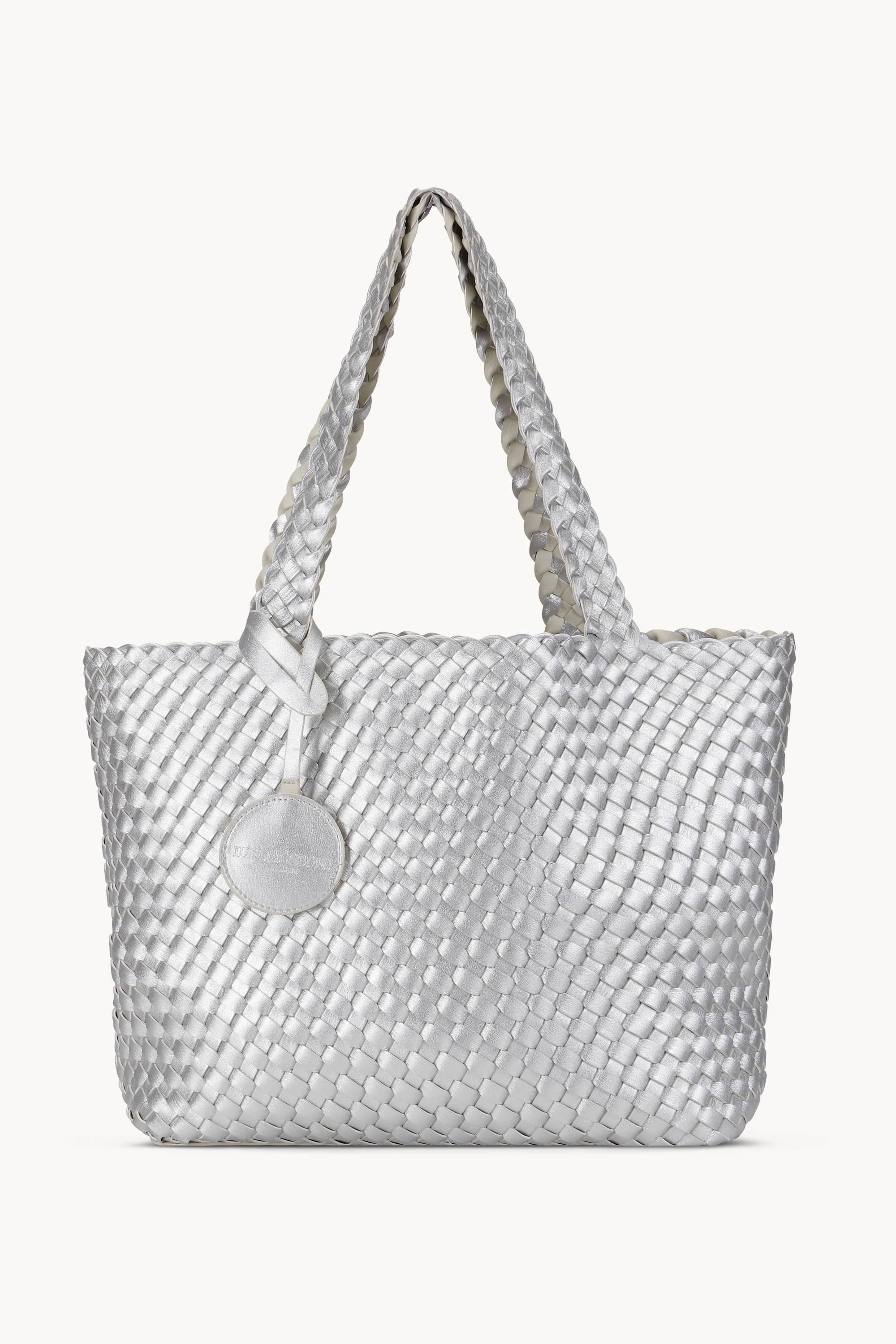 Tote Bag Geflochten - Milk Creme Silver