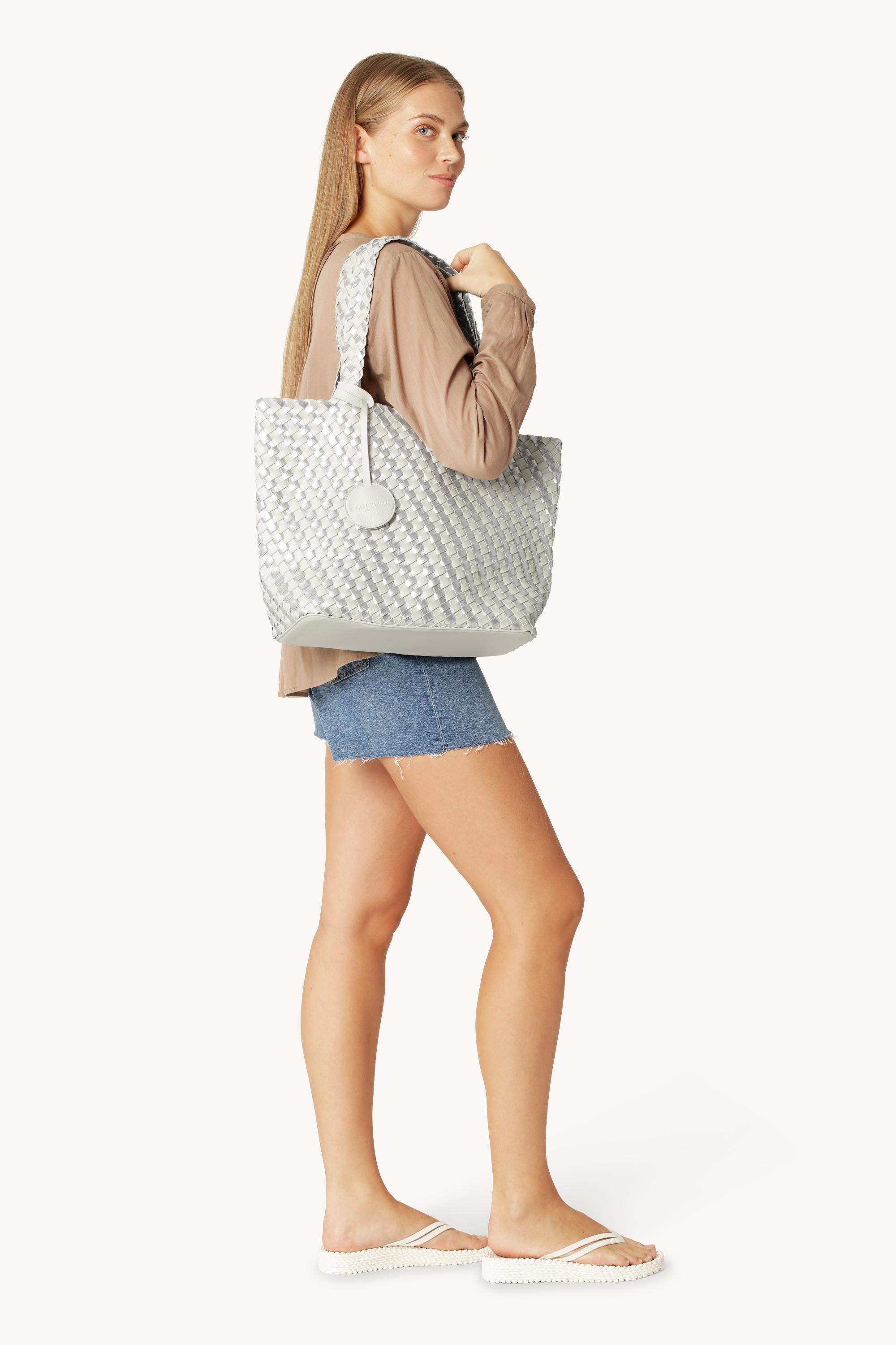 Tote Bag Geflochten - Milk Creme Silver