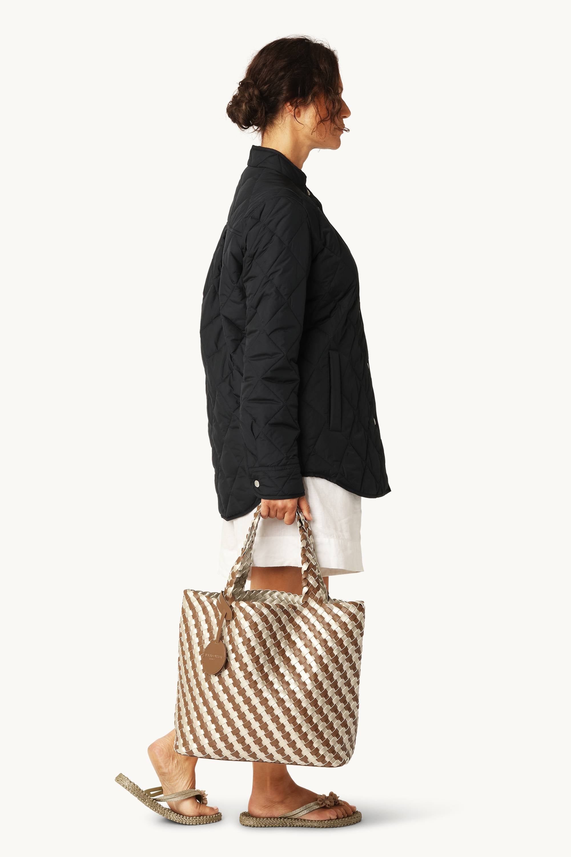 Tote Bag Geflochten - Goldy Sand Dollar Metallic