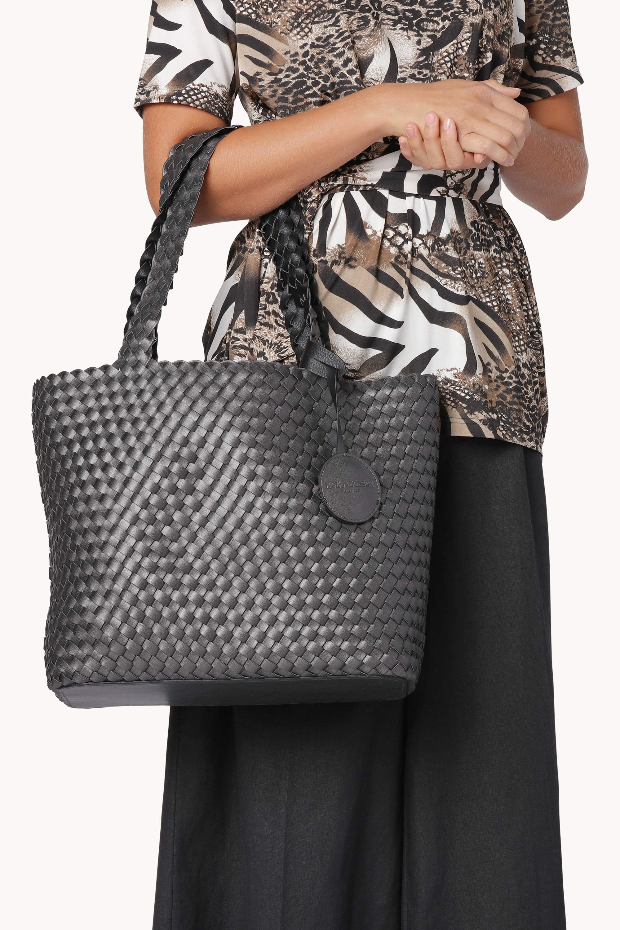 Tote Bag Geflochten - Black Gun metal