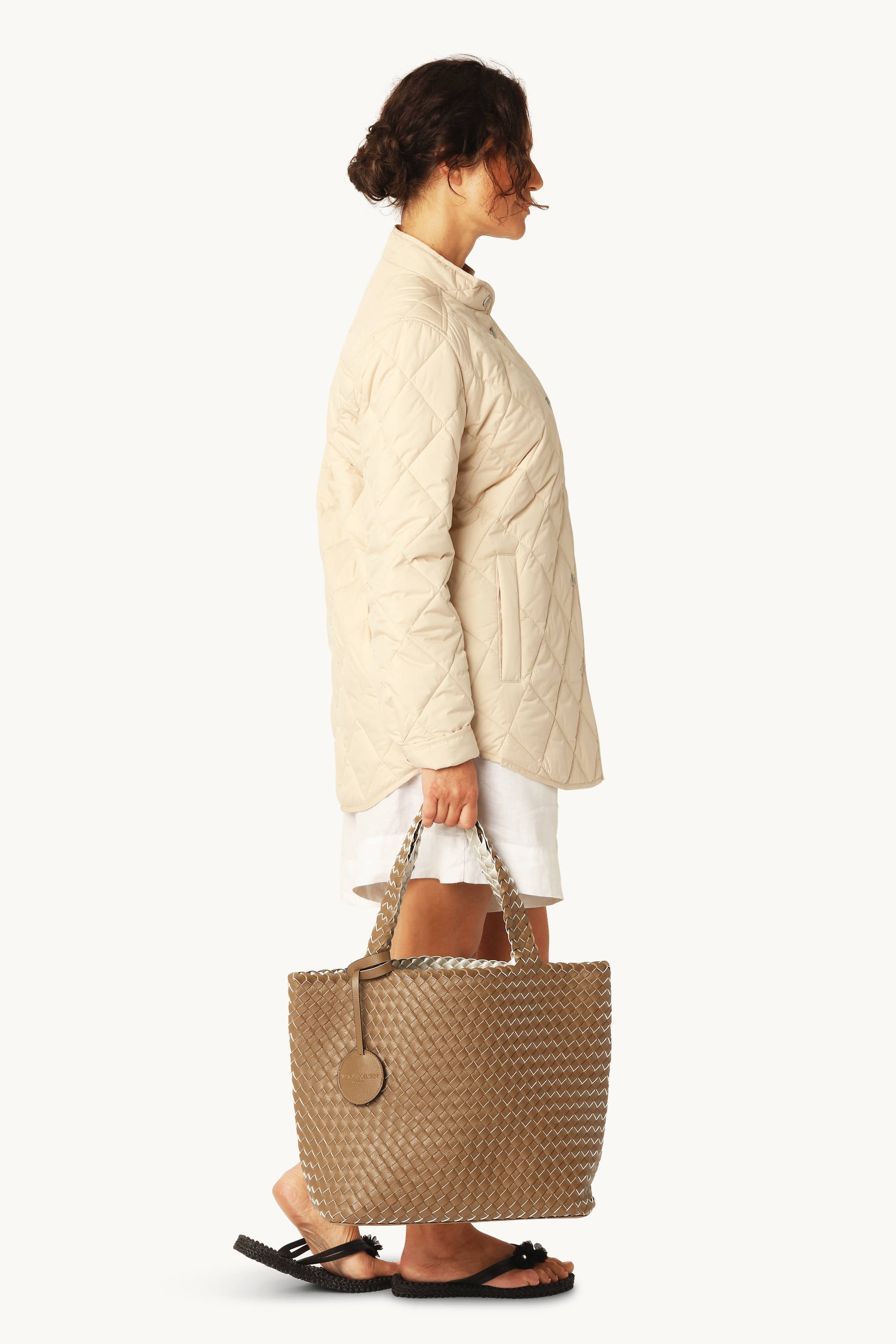 Tote Bag Geflochten - Goldy Sand Dollar Metallic