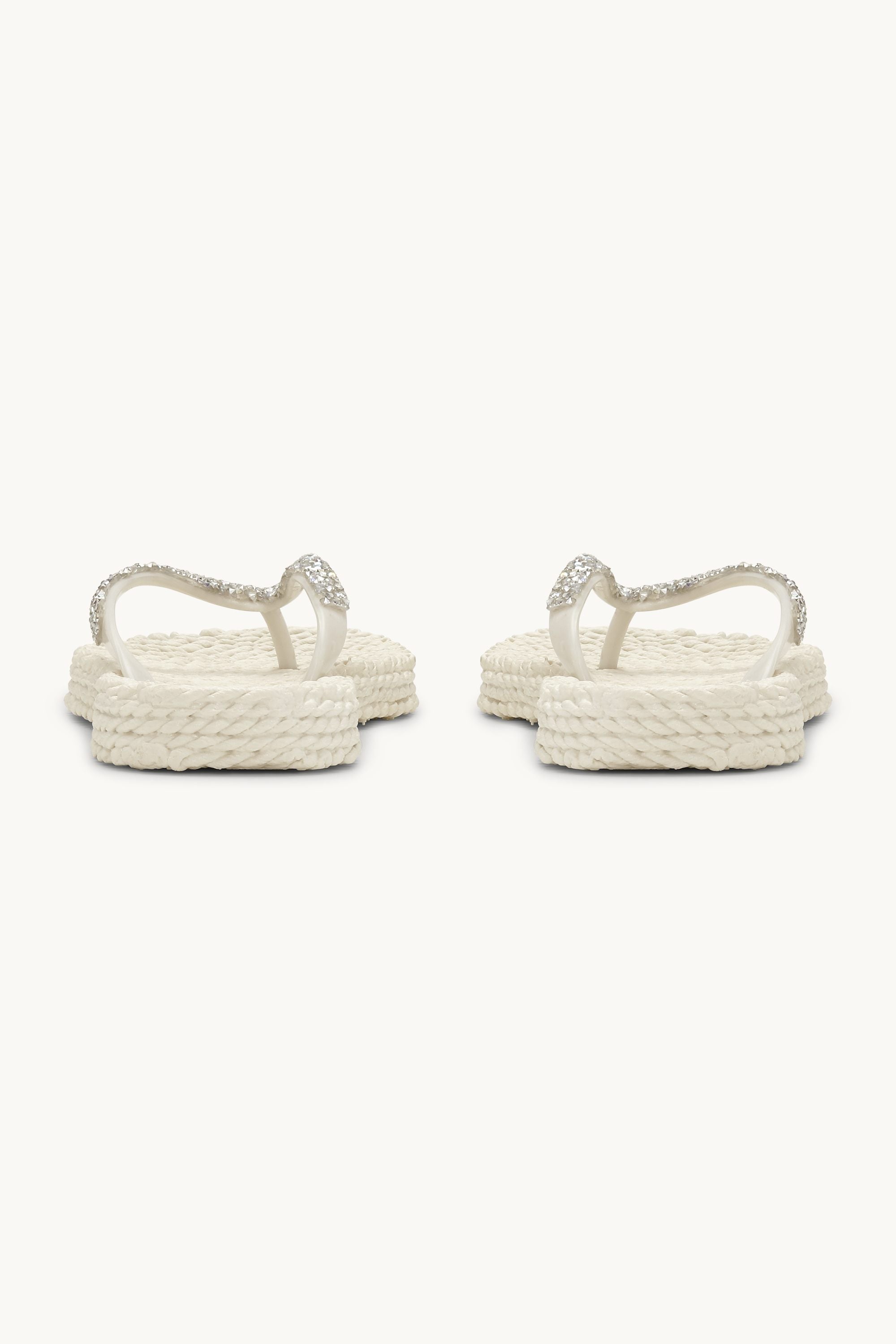 Flip Flops With Rhinestones - Creme