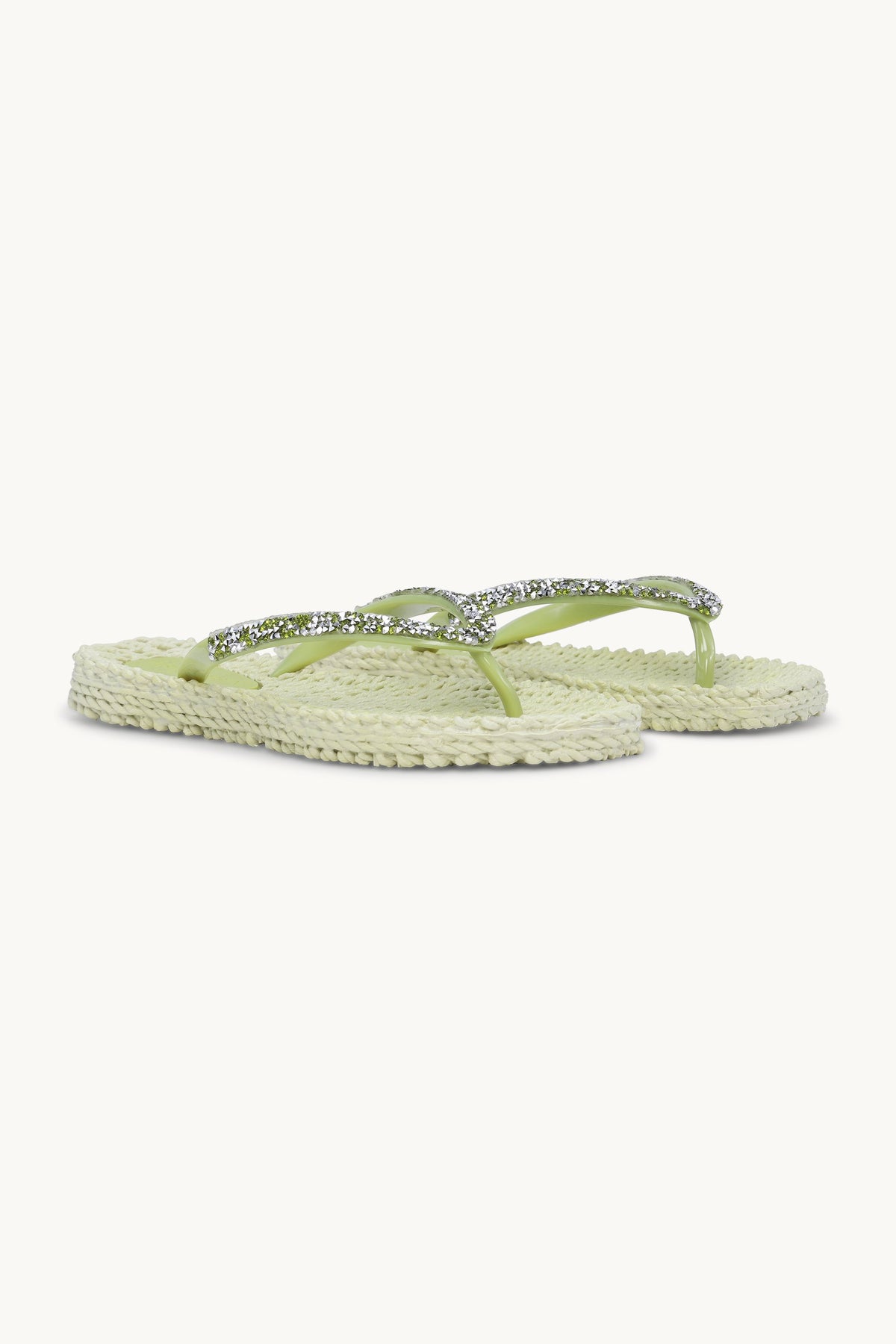 Flip Flops With Rhinestones - Moss