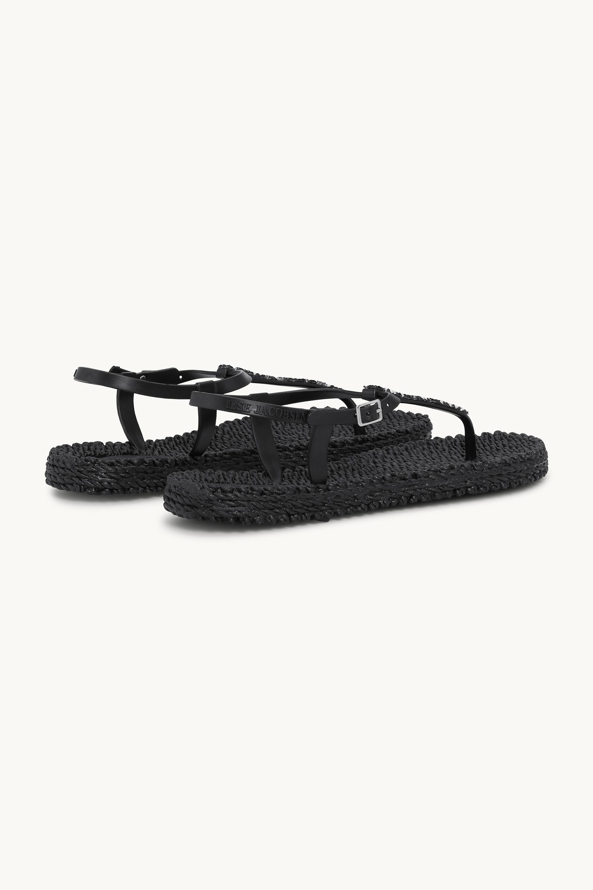 Flip Flops With Rhinestones - Black