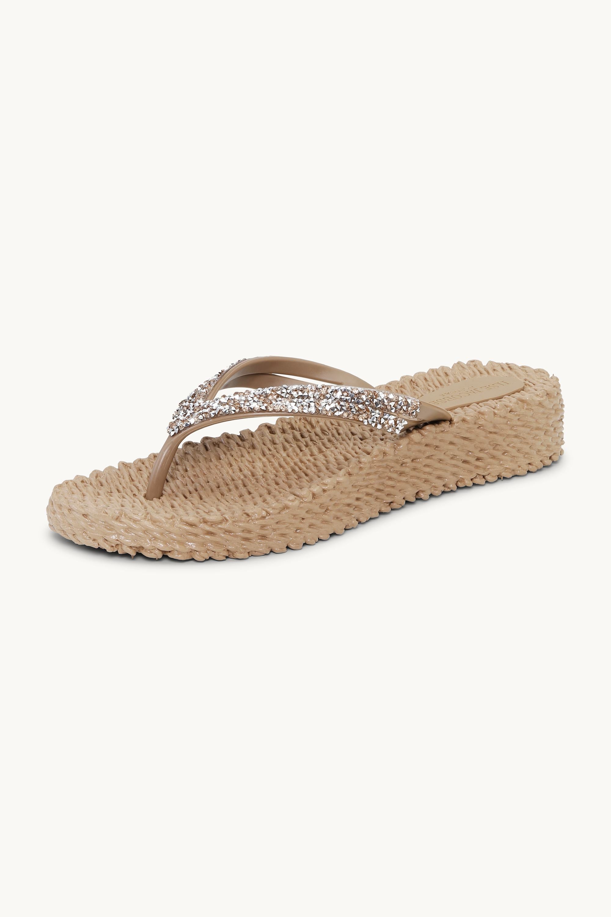 Plateau Flip-Flops Glitzersteine - Mocca