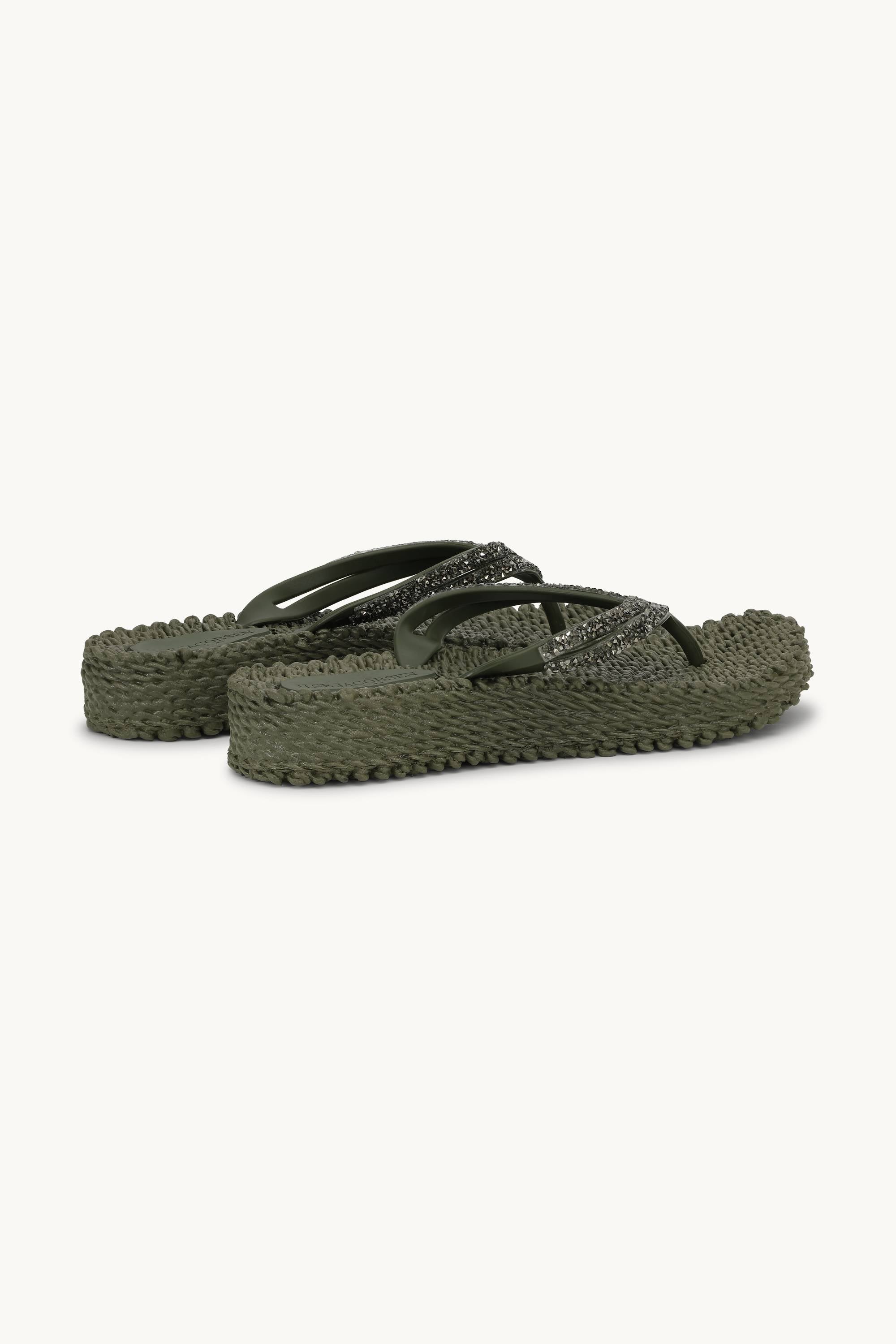 Plateau Flip-Flops Glitzersteine - Army
