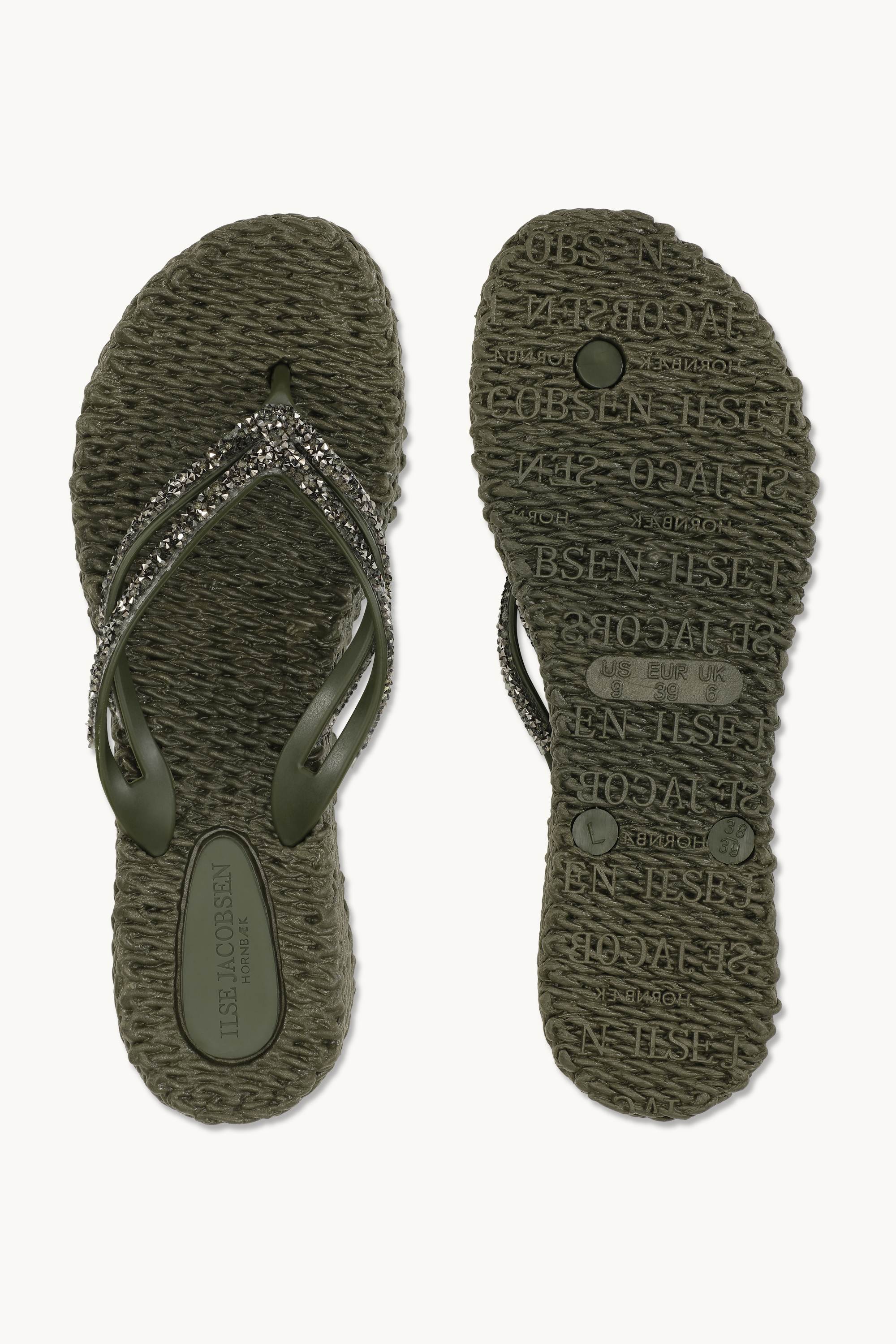 Plateau Flip-Flops Glitzersteine - Army