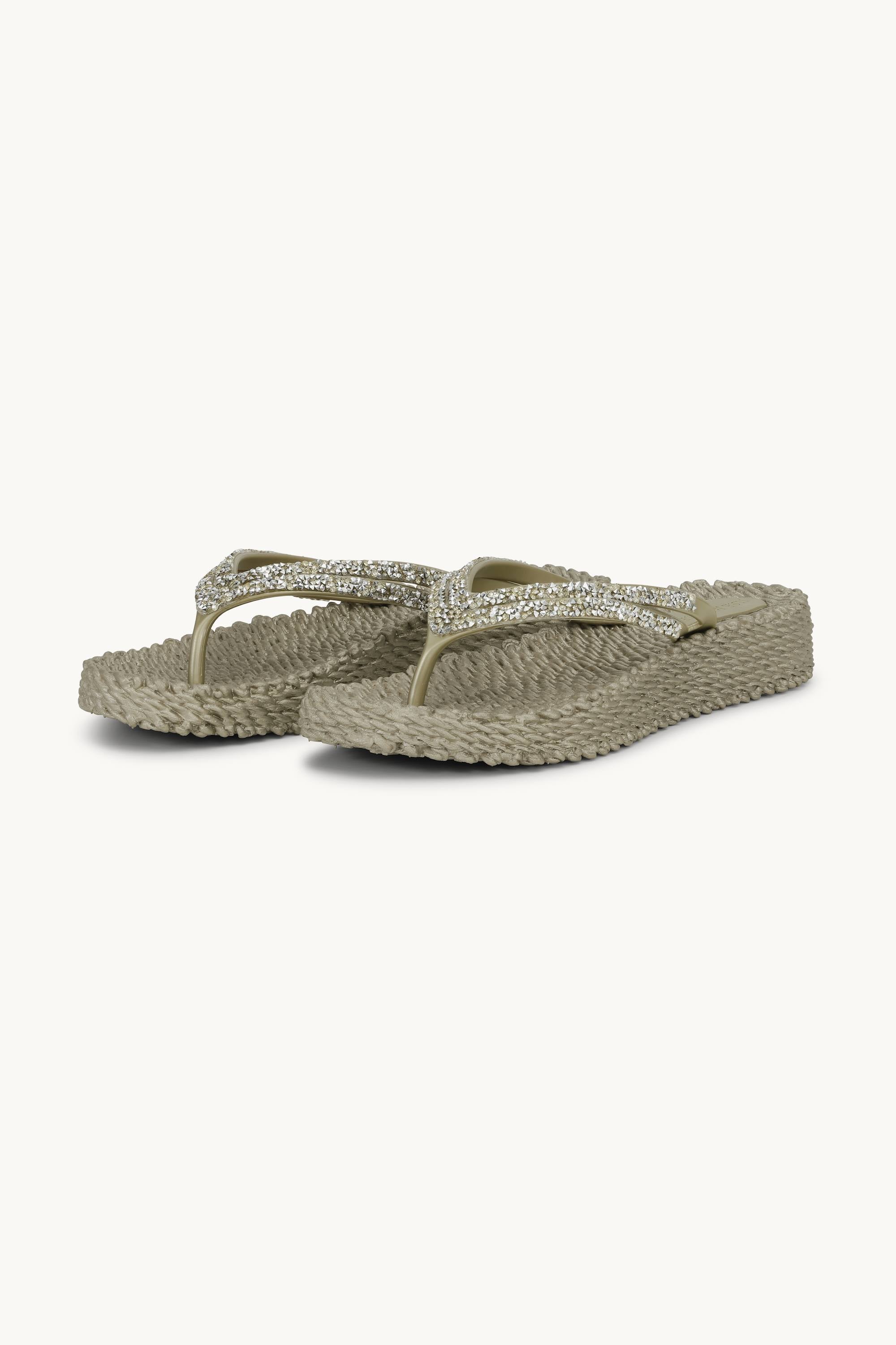 Plateau Flip-Flops Glitzersteine - Platin
