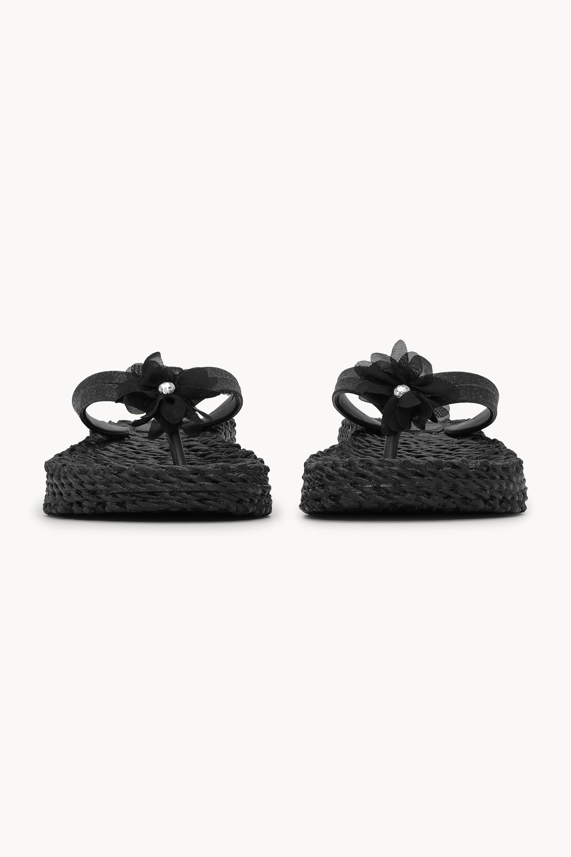 Flip Flops with Flower - Black