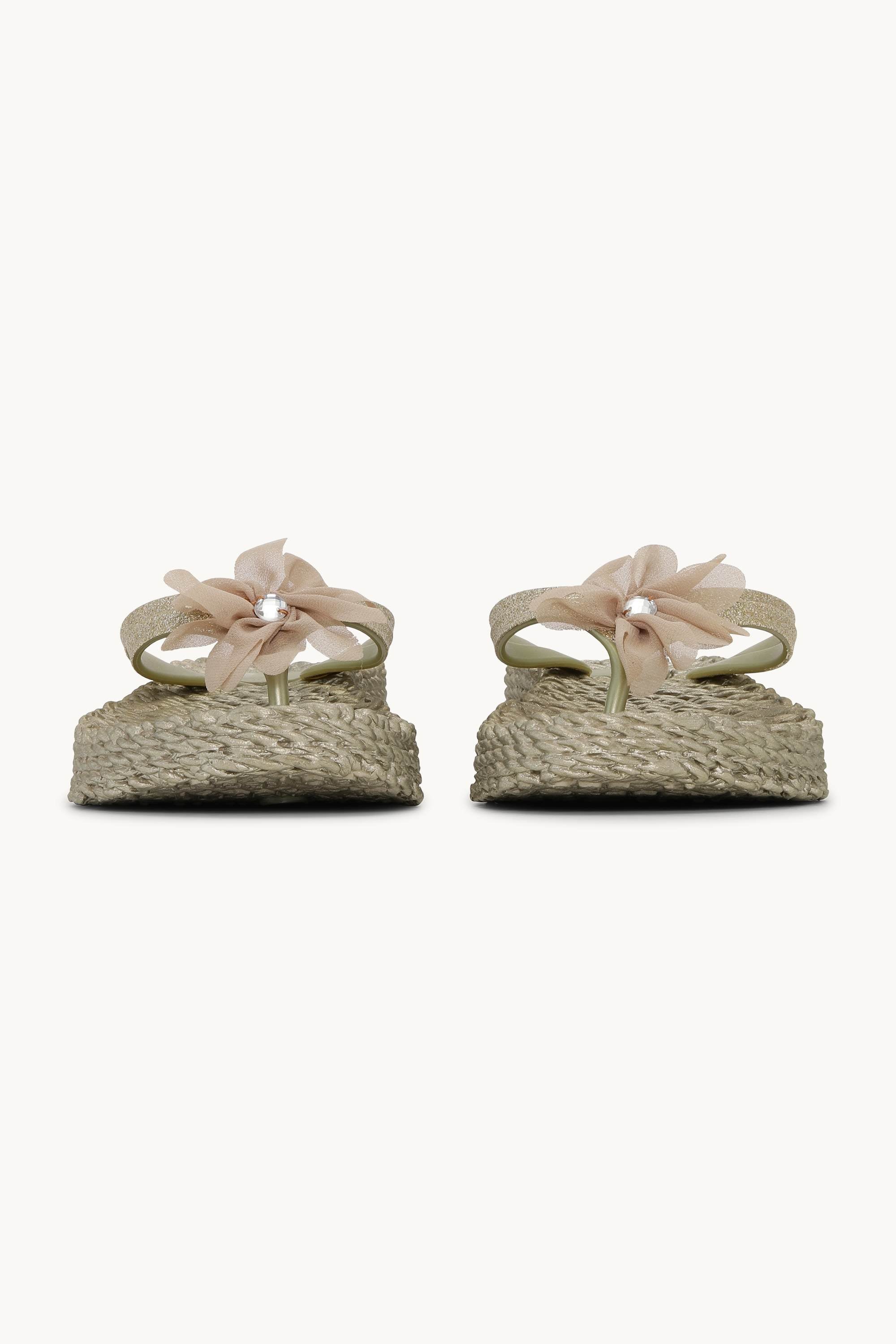Flip Flops with Flower - Platin