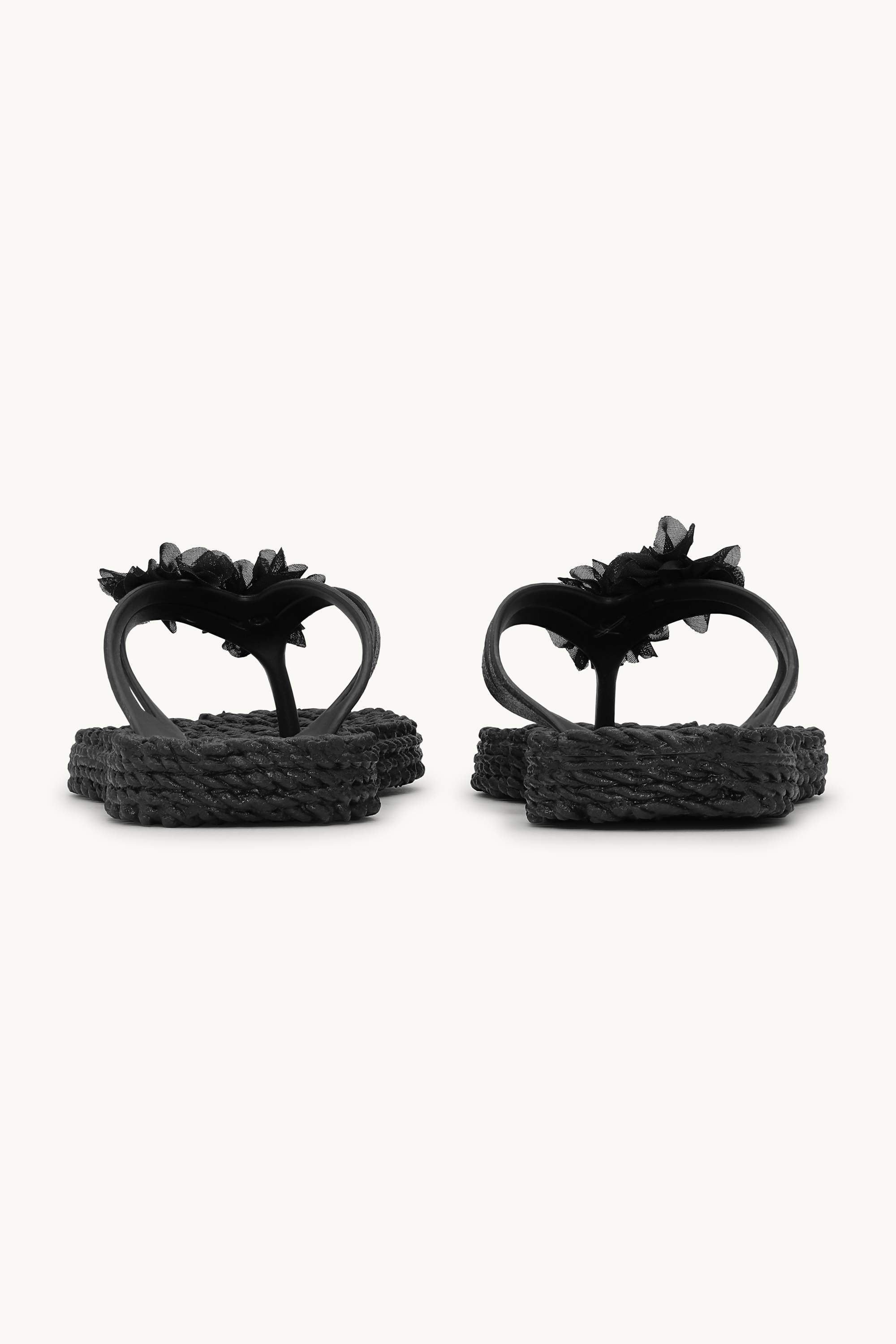 Flip Flops with Flowers - Black