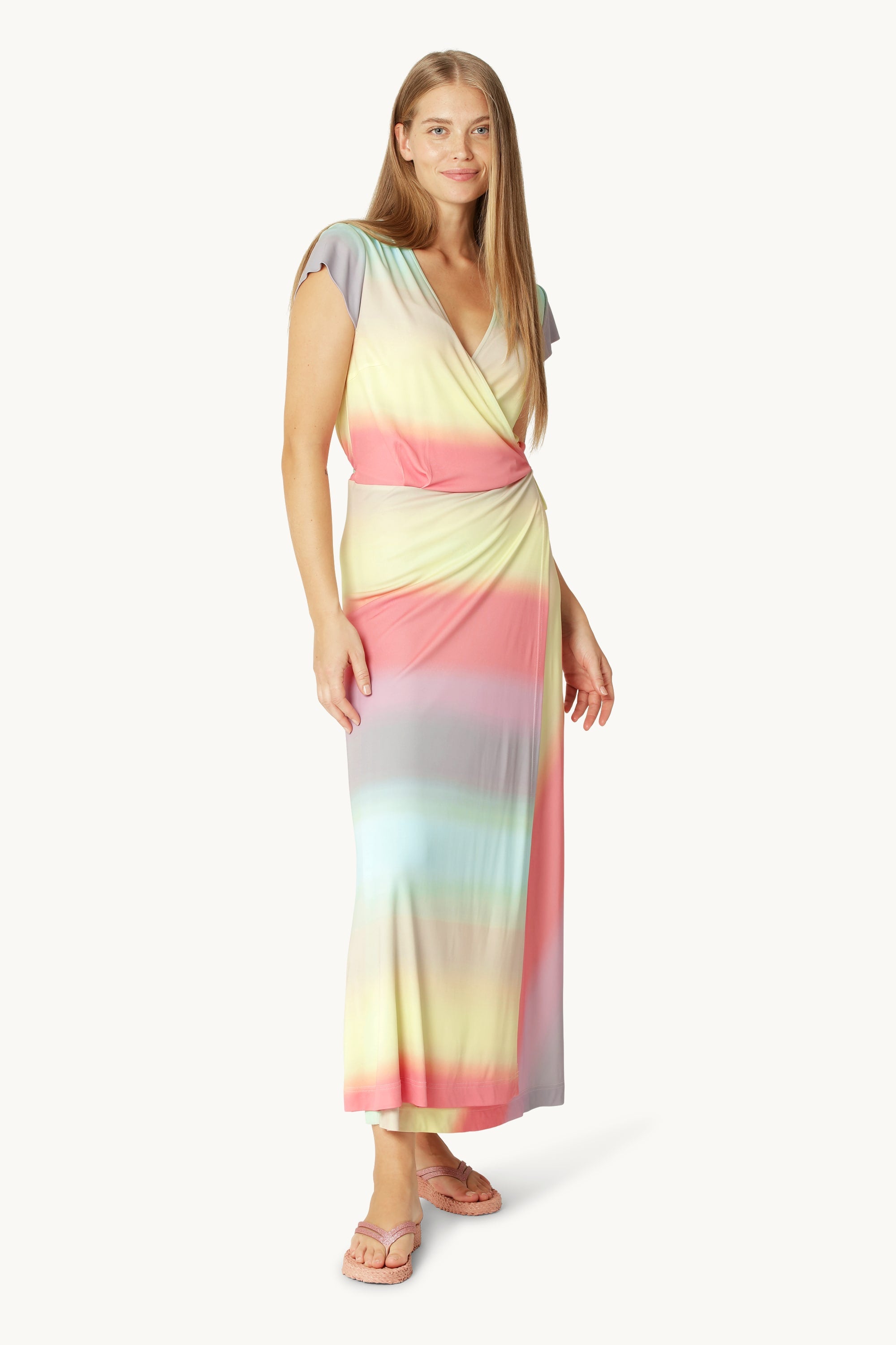 Langes Wickelkleid - Faded Sunset