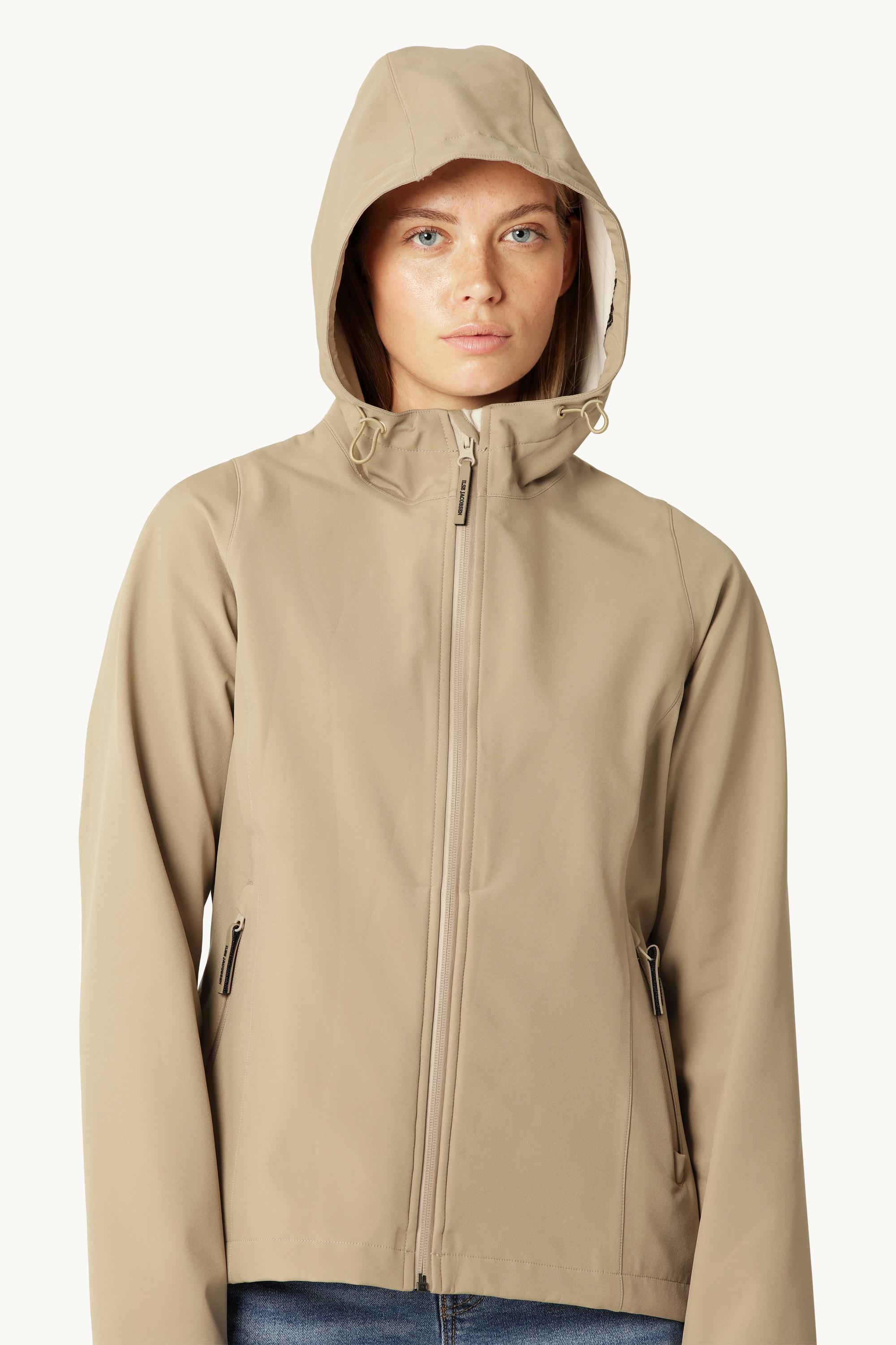 Kurzer Softshell Regenmantel - Greige