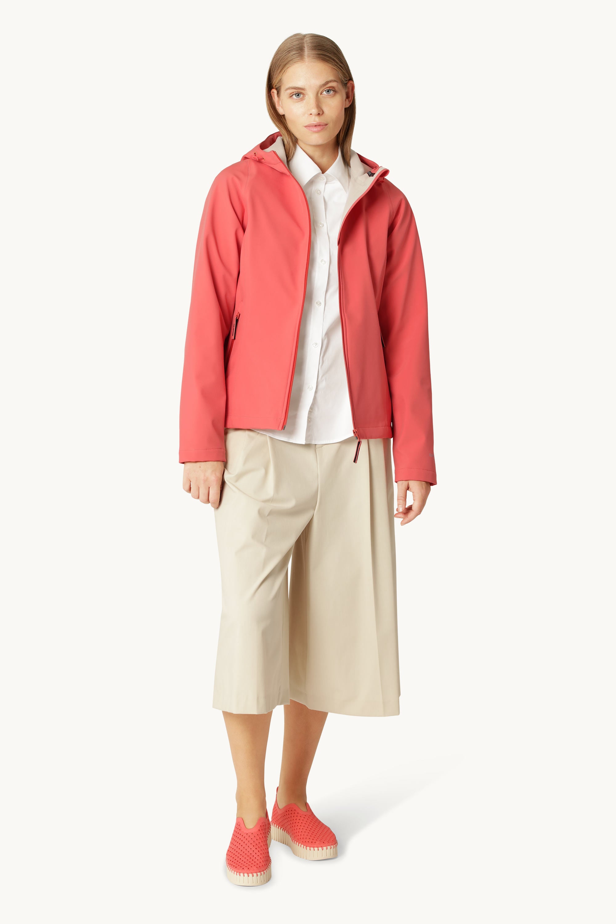 Kurzer Softshell Regenmantel - Spiced Coral