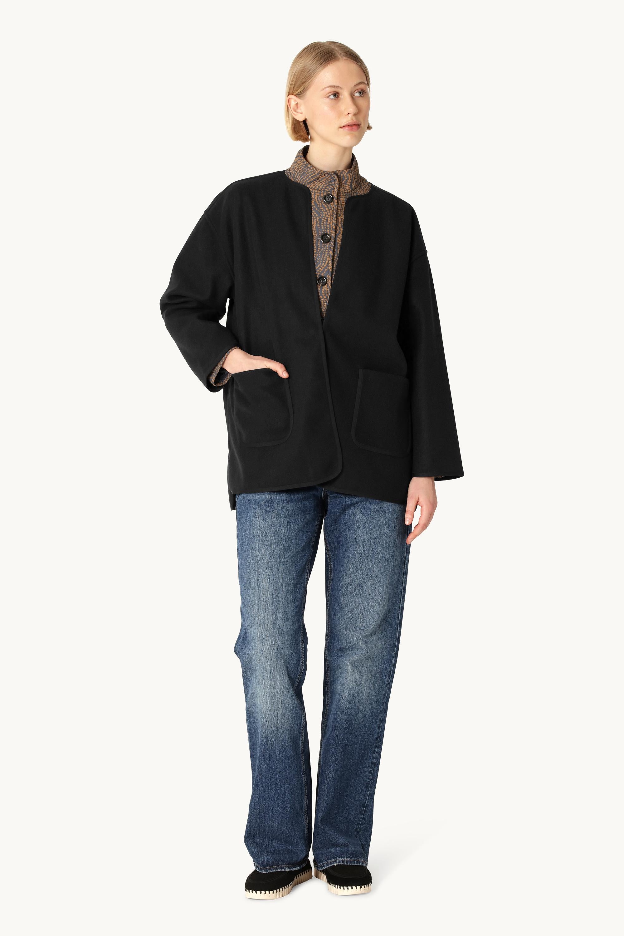 Gefilzte Casual Jacke - Black