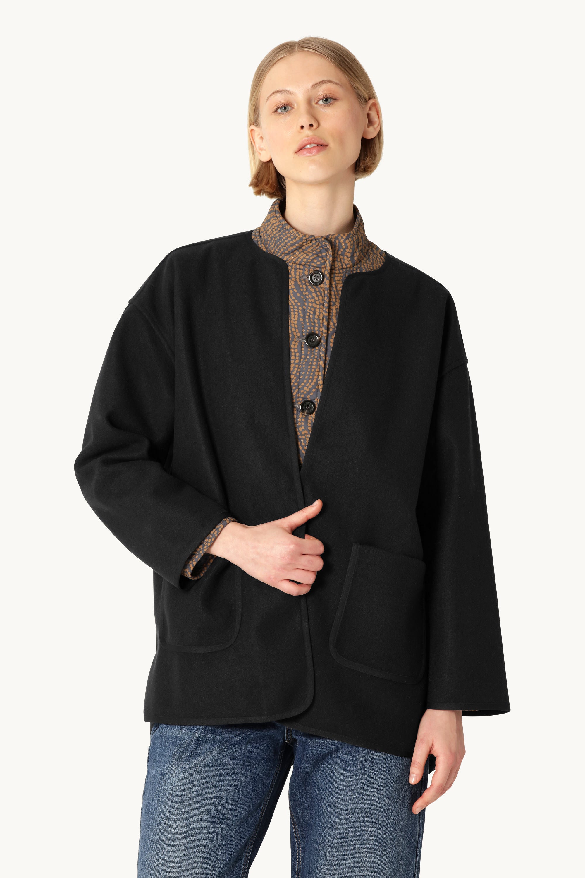 Gefilzte Casual Jacke - Black