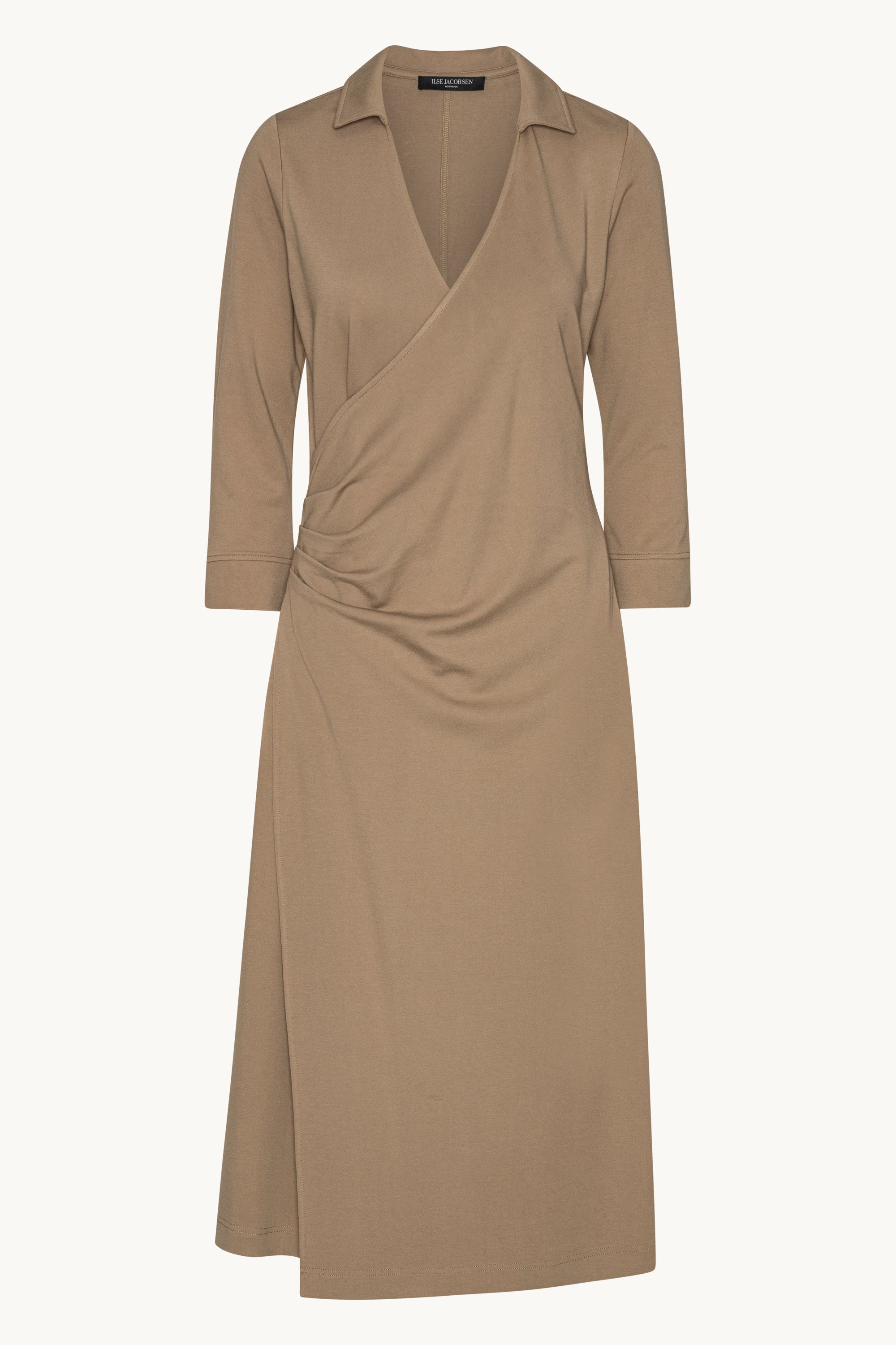 Kleid mit Langen Ärmeln und Falten - Greige