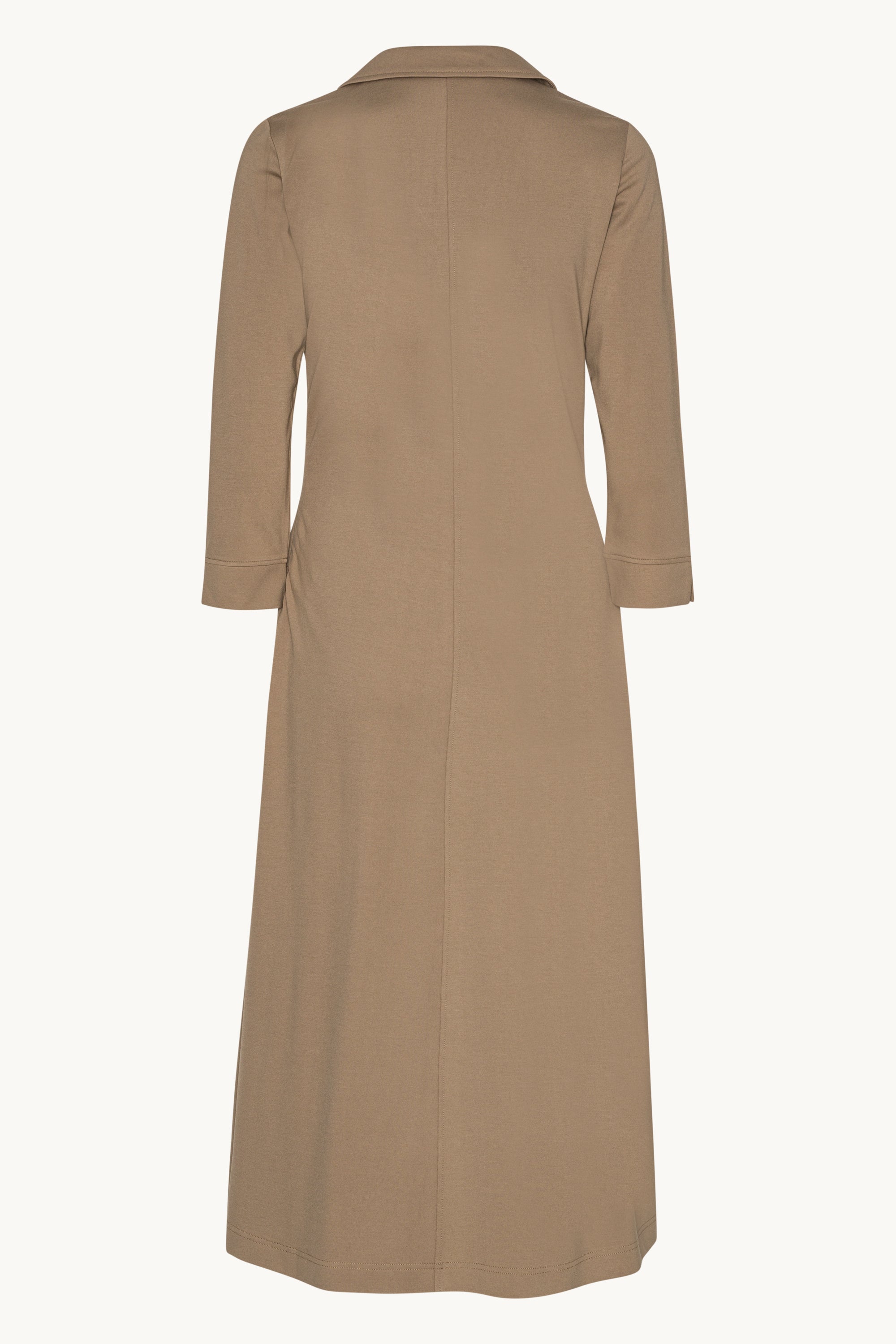 Kleid mit Langen Ärmeln und Falten - Greige