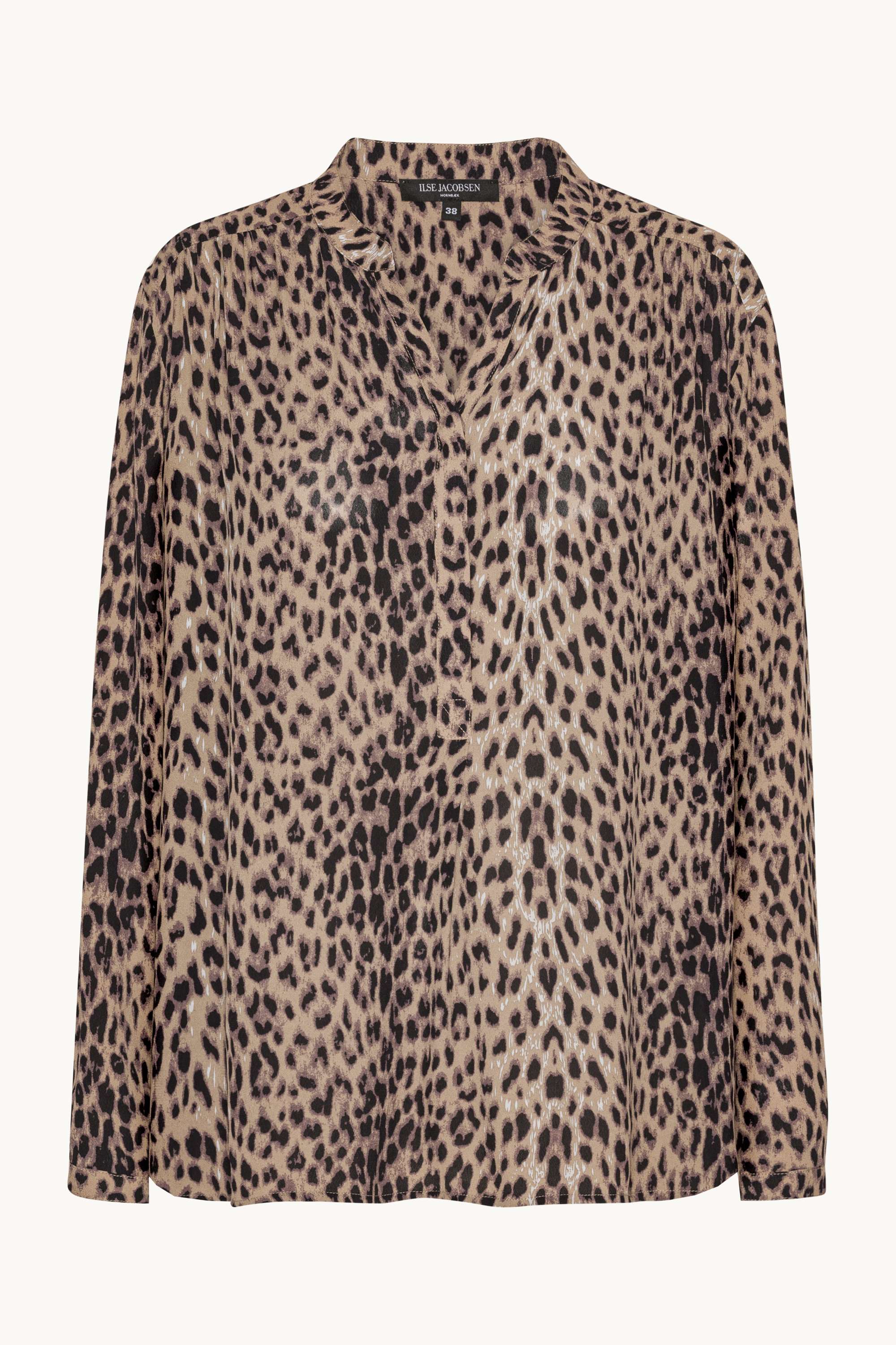 Hemd mit Halber Knopfleiste - Brown Panthera Print