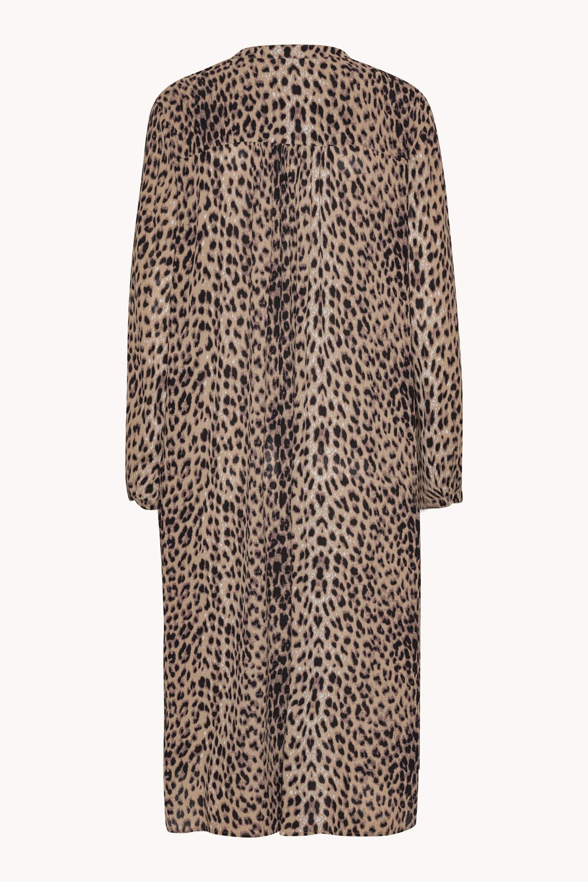 Tunikakleid mit Halber Knopfleiste - Brown Panthera Print