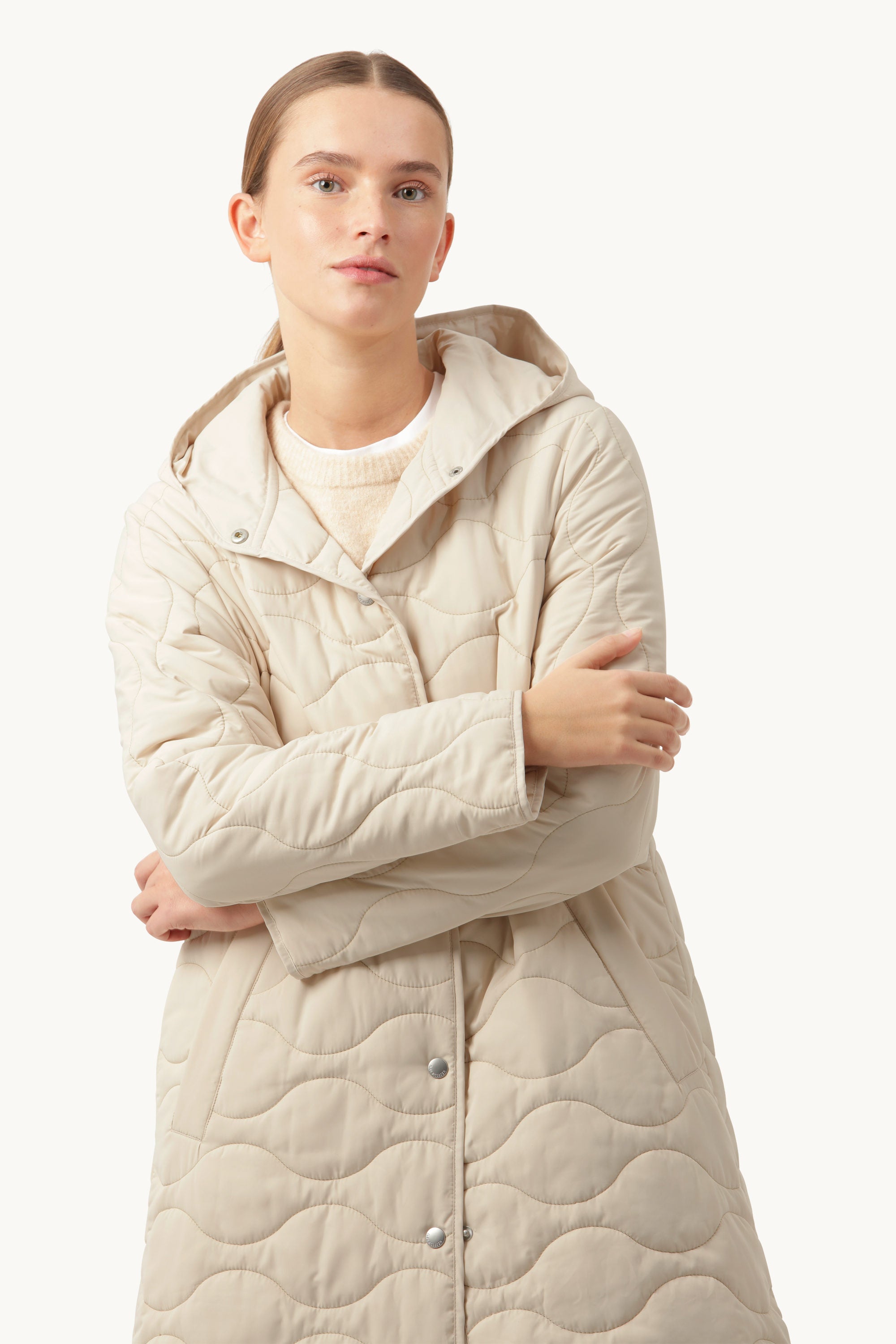 Long Quilt Coat - Light Sand