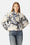 Kurze Steppjacke - Beige Artsy Stroke Flower