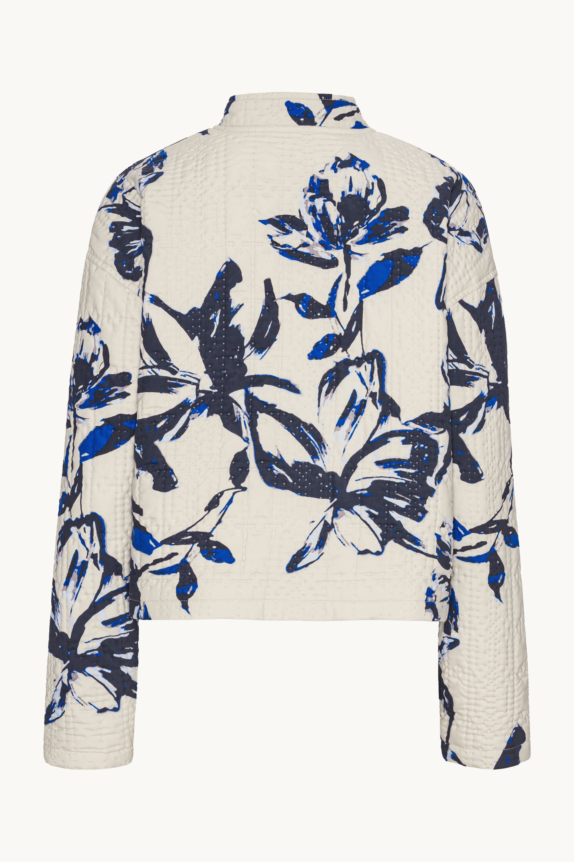 Kurze Steppjacke - Beige Artsy Stroke Flower