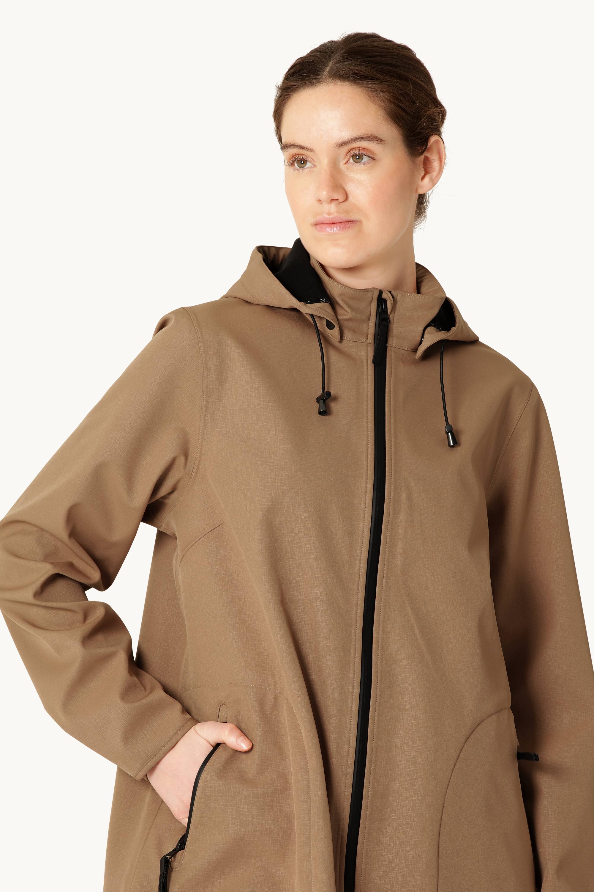 Softshell Regenmantel A-Linie - Mocca