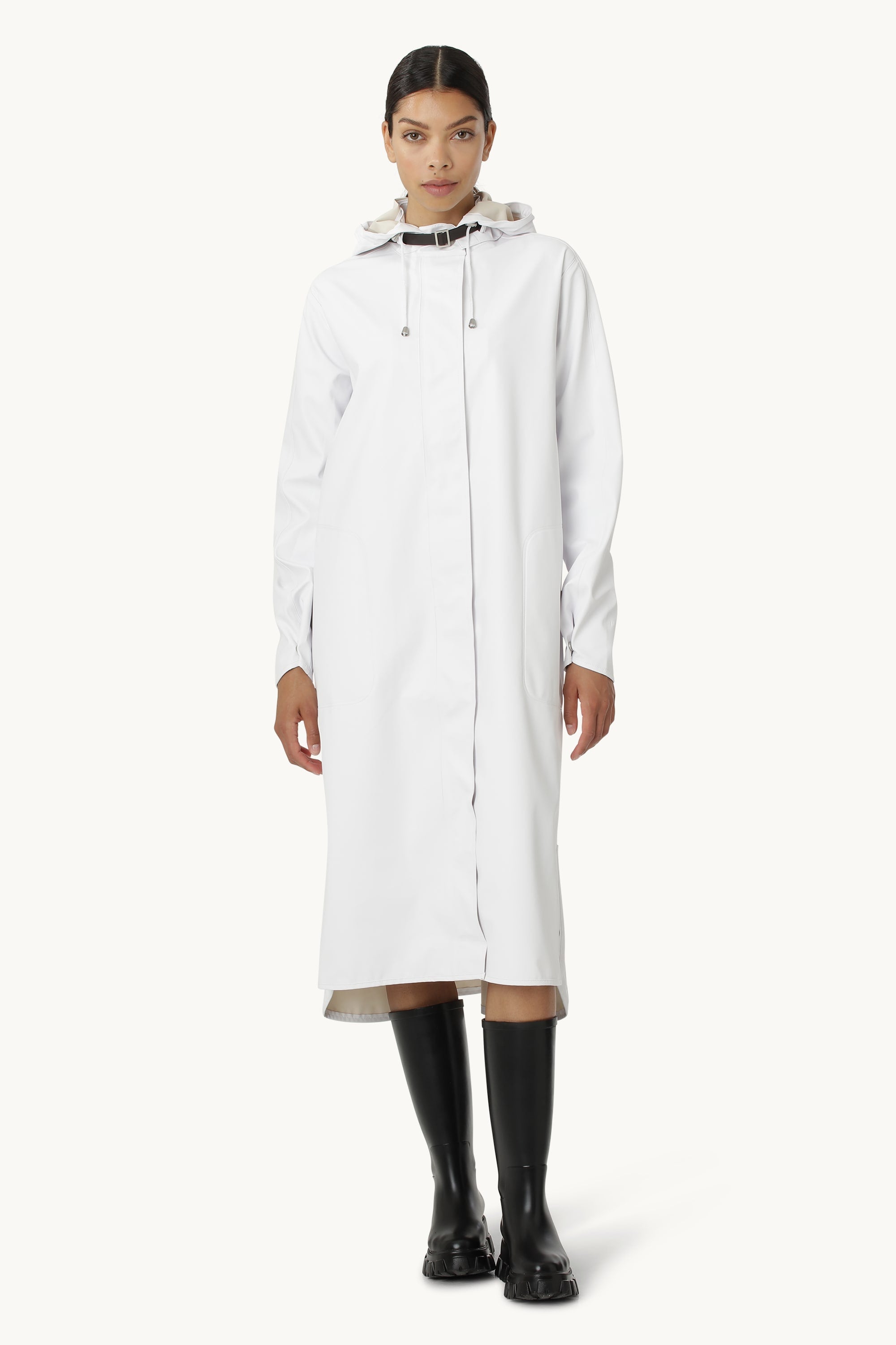 Langer Leichter Regenmantel - White