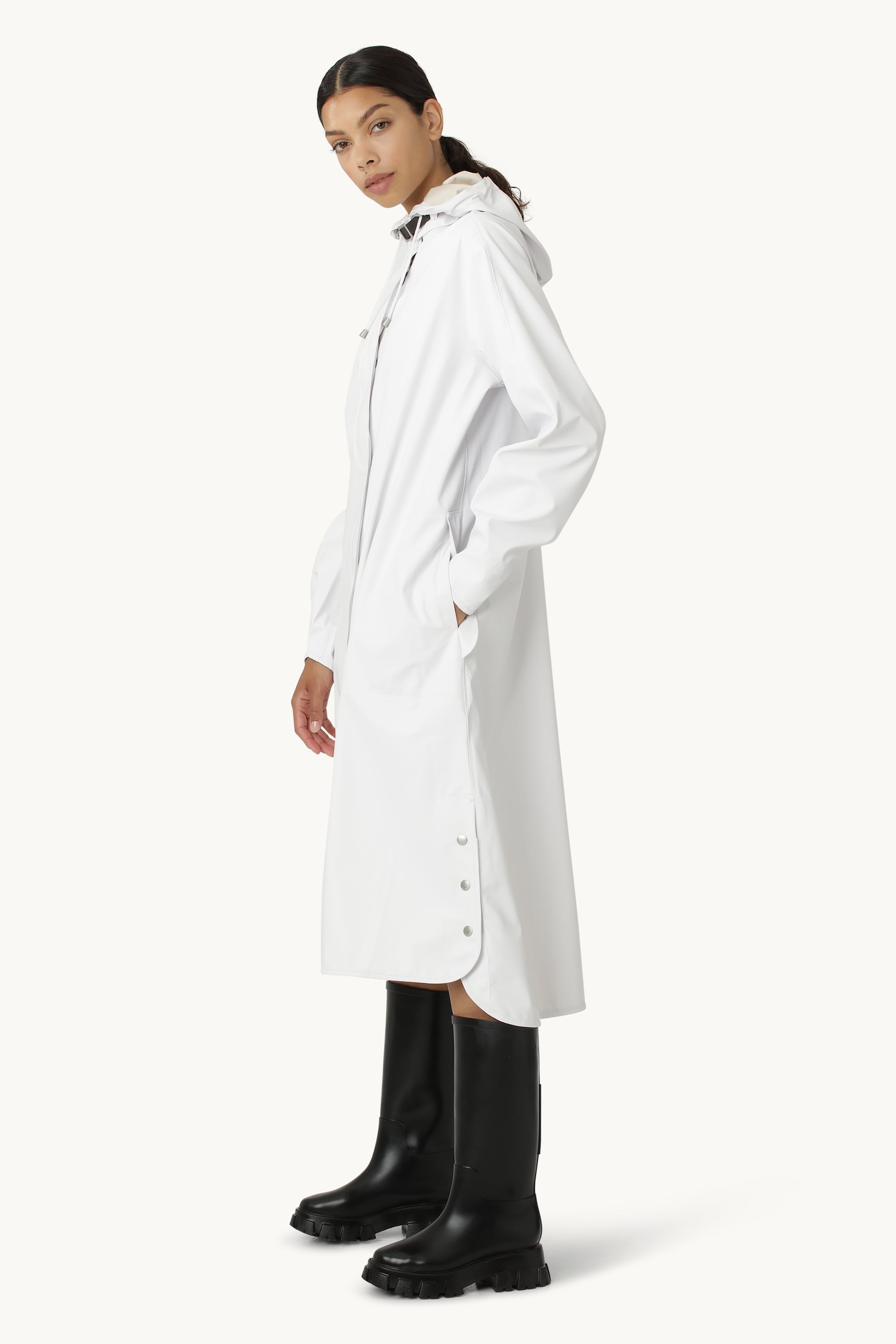 Langer Leichter Regenmantel - White