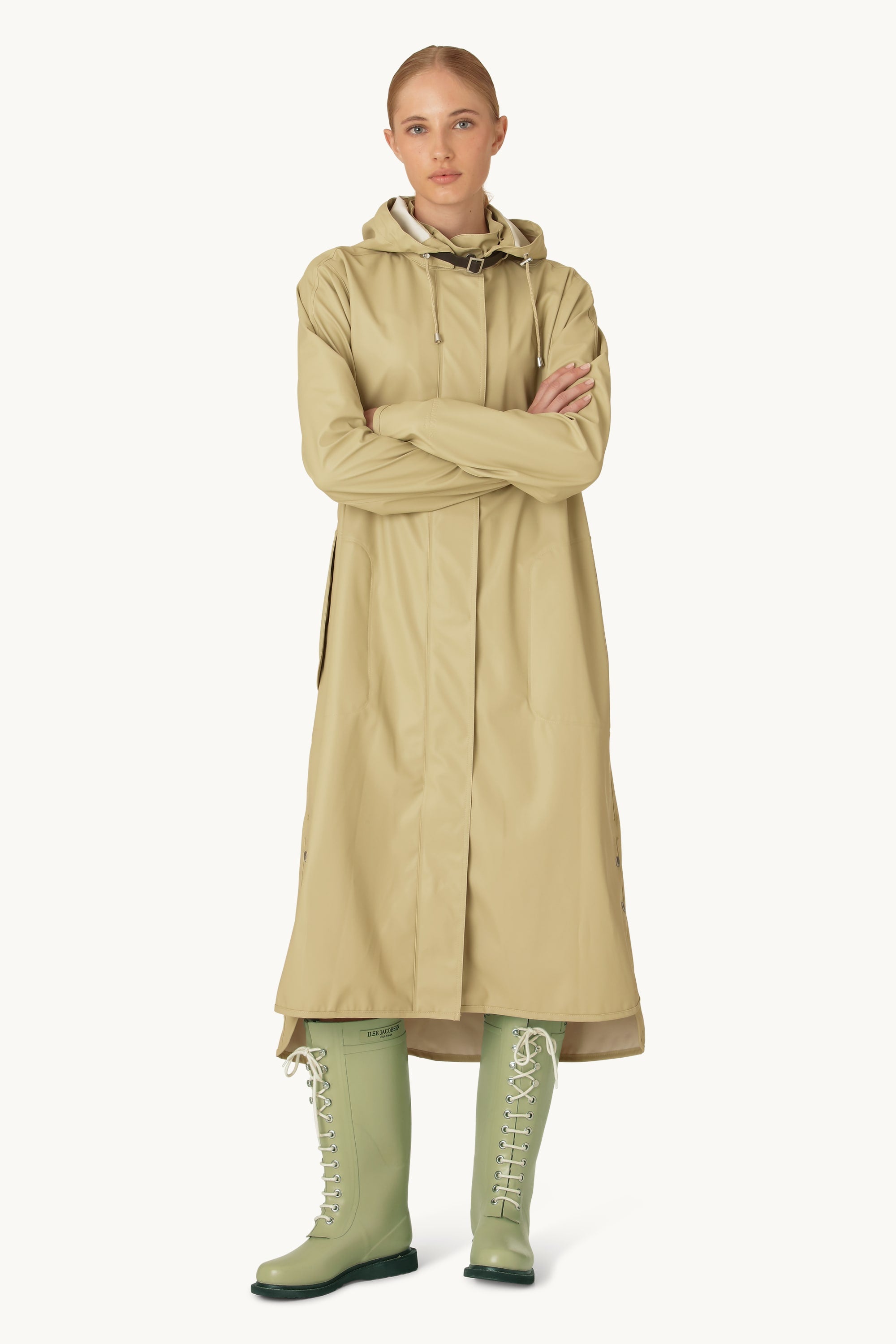 Langer Leichter Regenmantel - Olive Grass