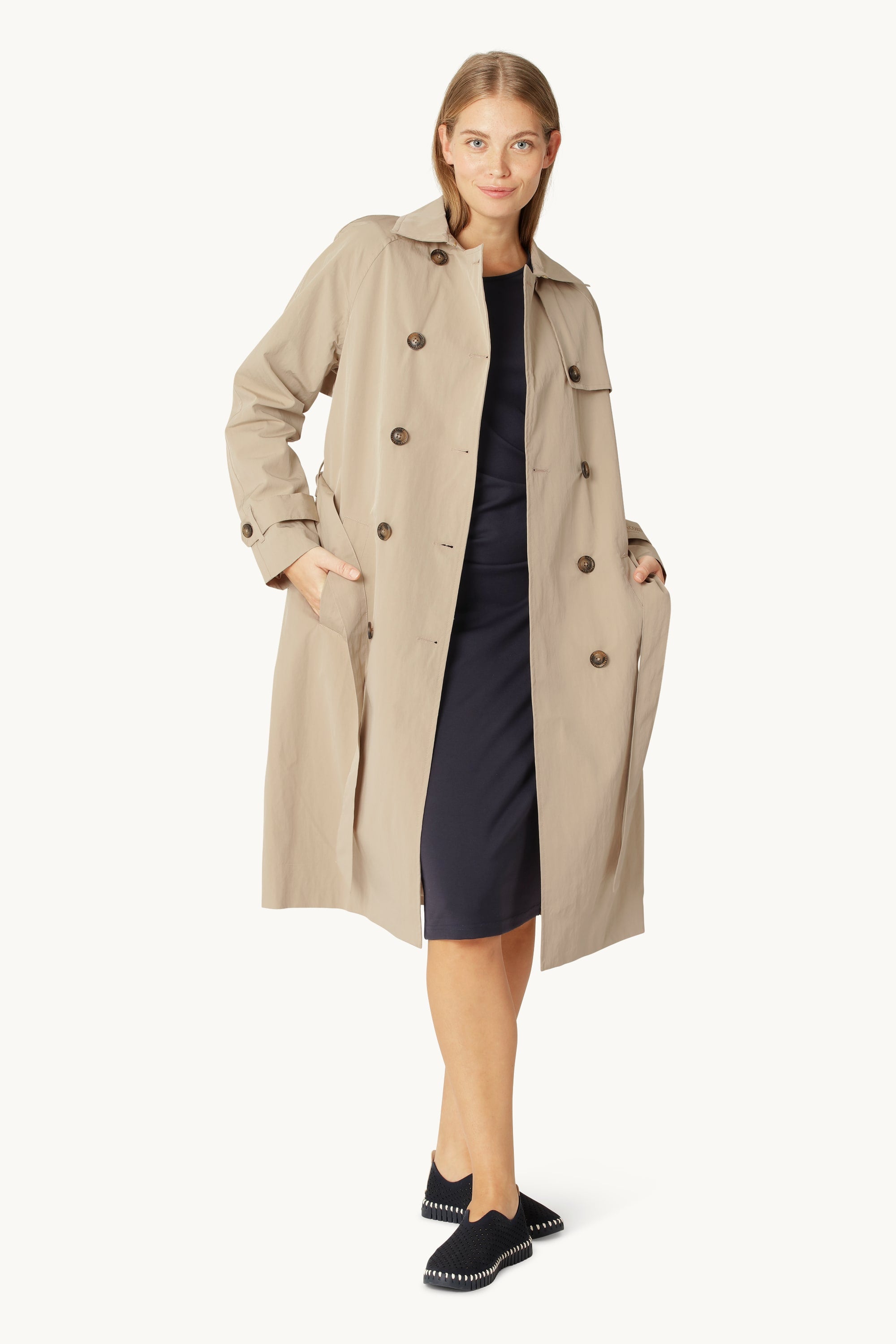 Technischer Trench Regenmantel - White Pepper
