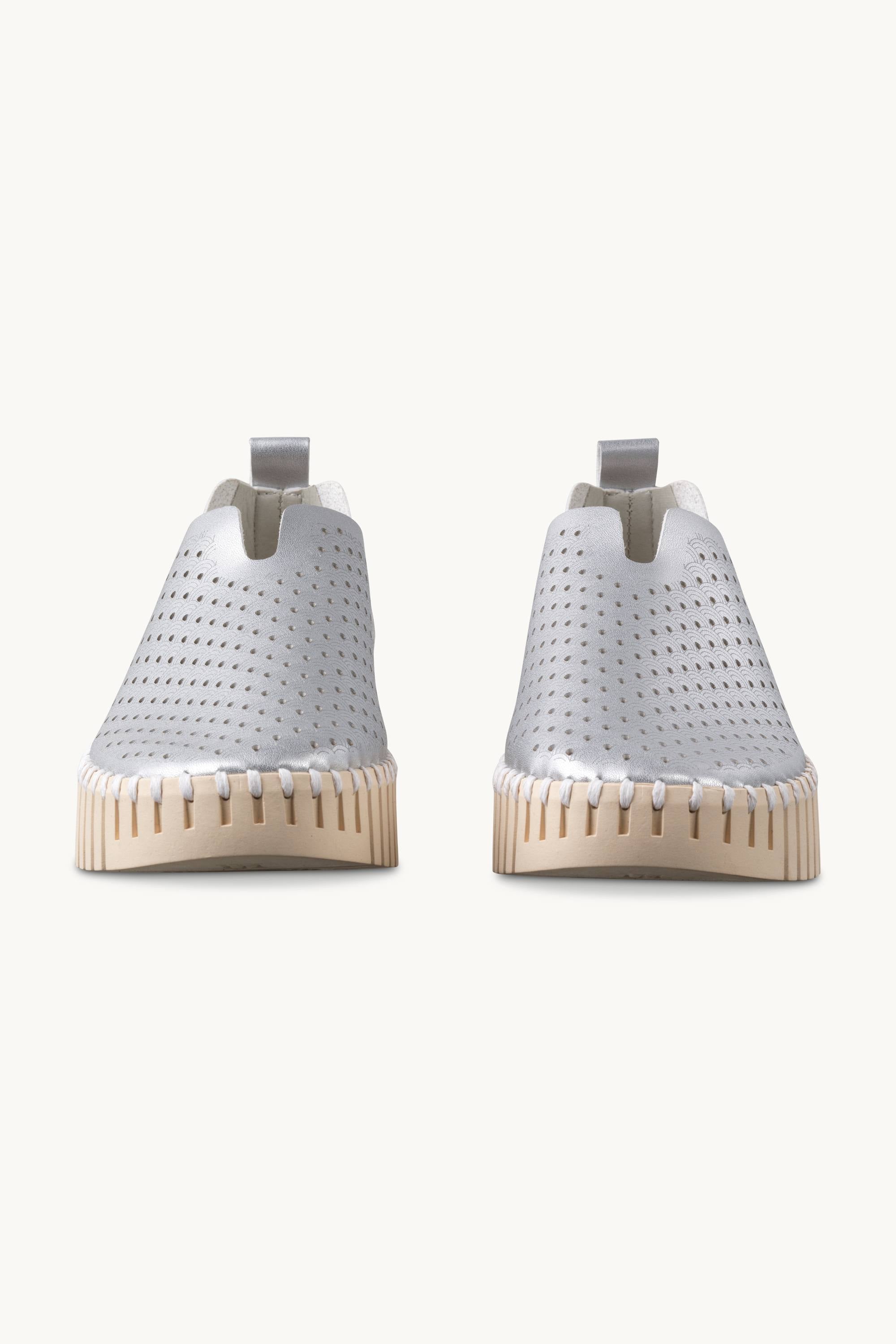 Tulip Slip-On Wedge - Silver Pearled Ivory