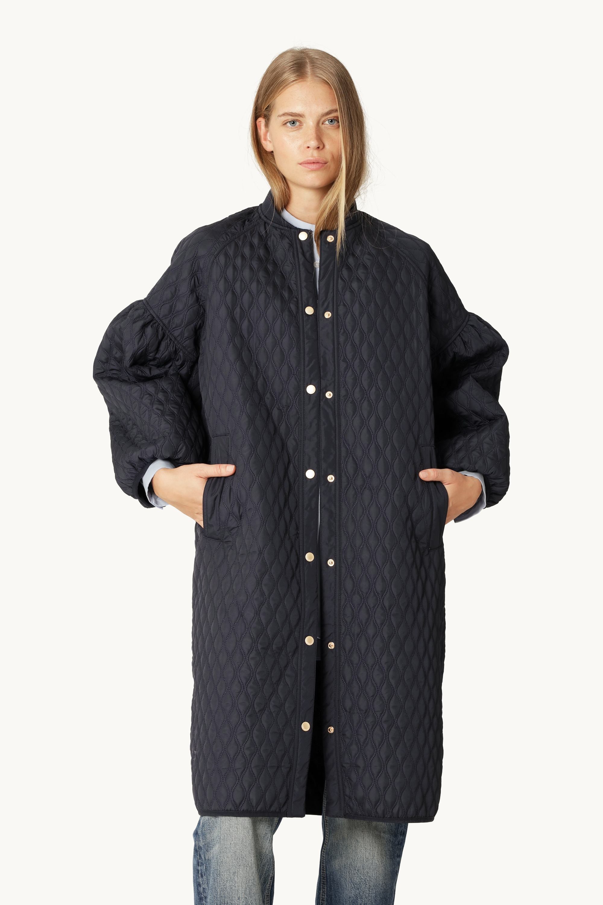 Langer Steppmantel - Dark Indigo