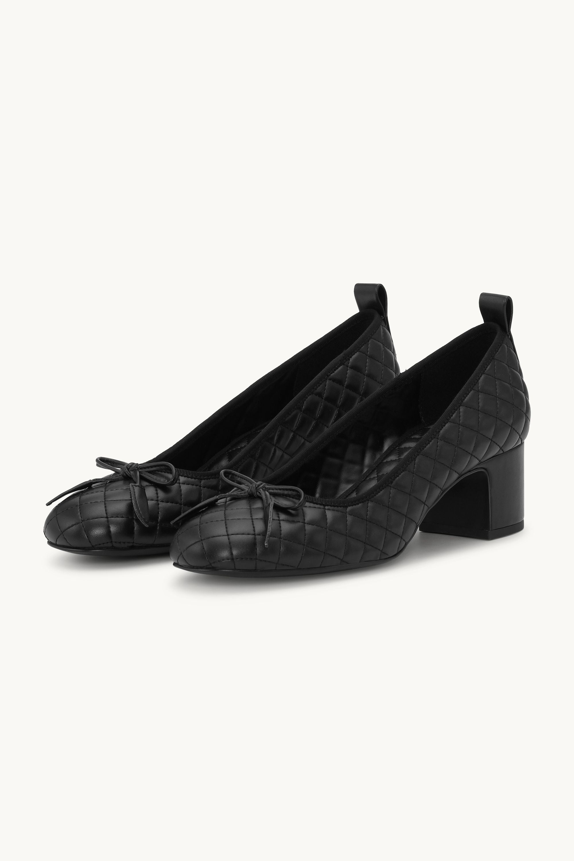 Quilted Ballerina with Heel - Black Black