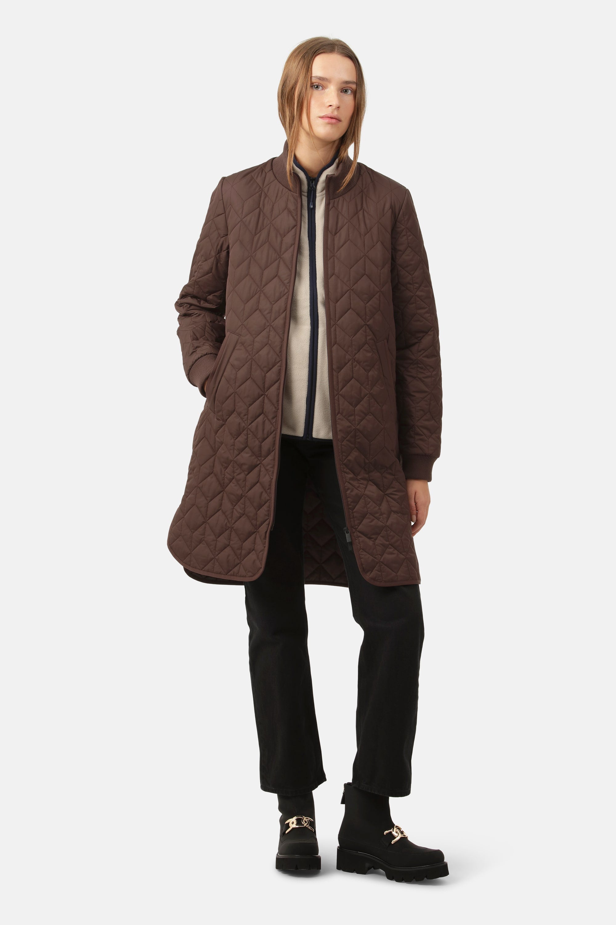 Langer Steppmantel - Ebony