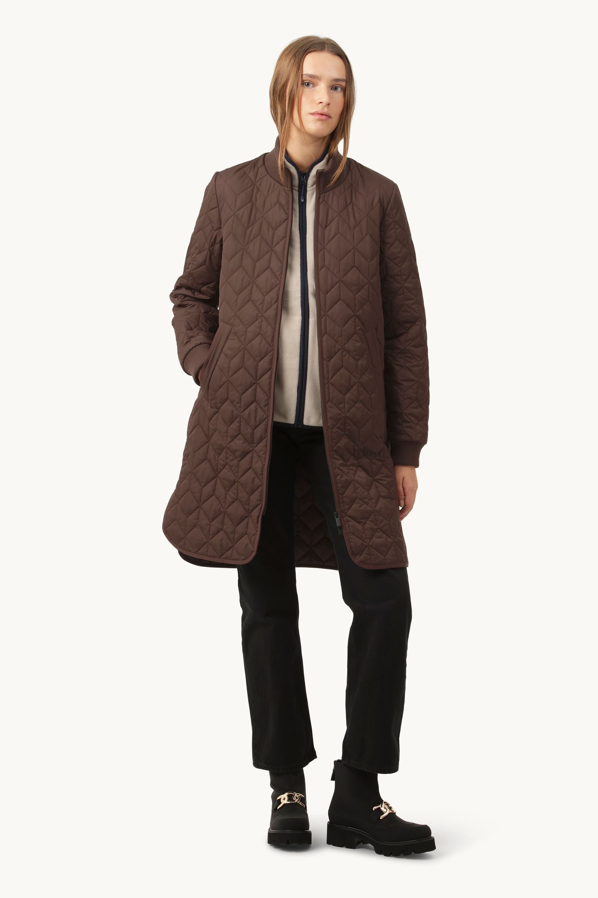 Langer Steppmantel - Ebony