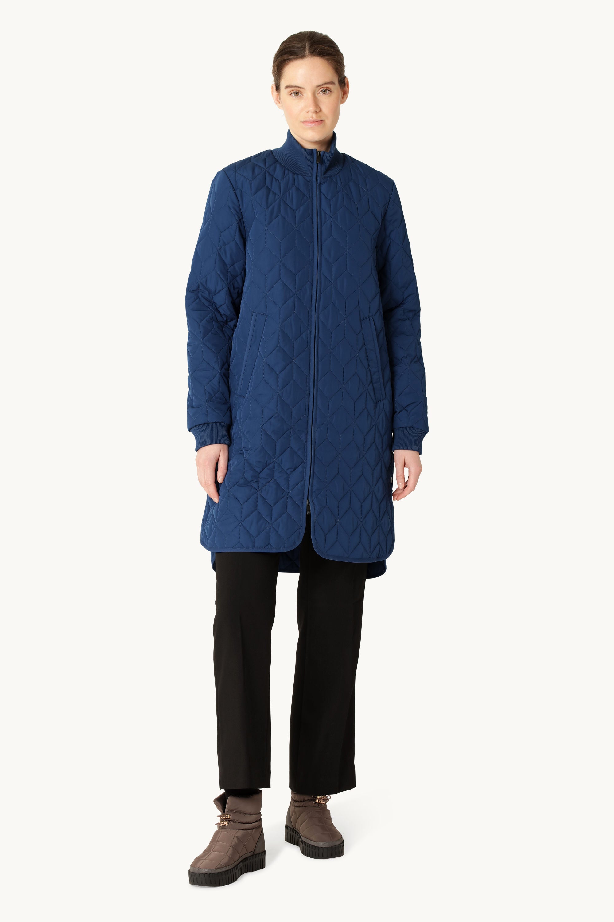 Langer Steppmantel - Estate Blue