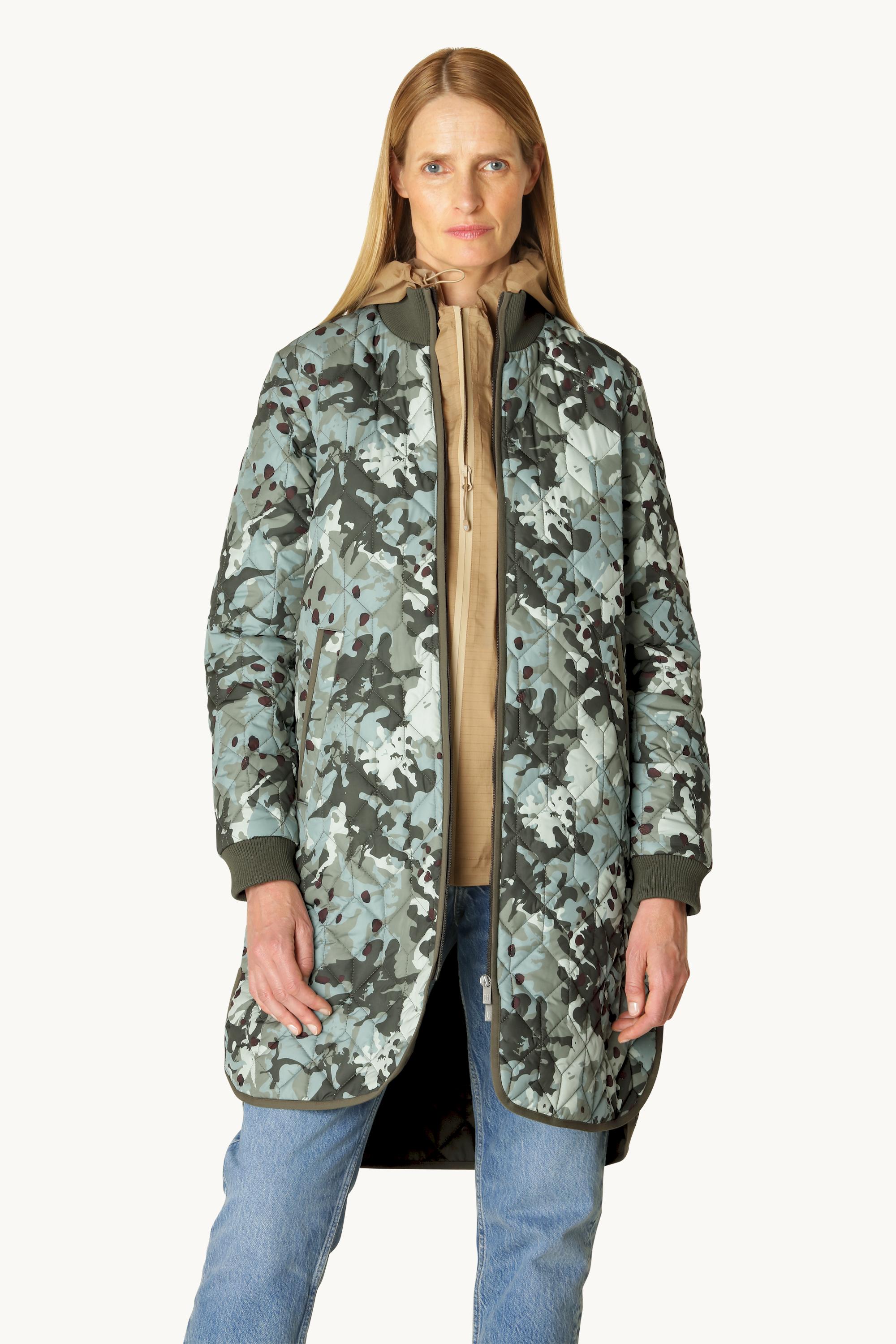 Long Quilt Jacket - Green Camo
