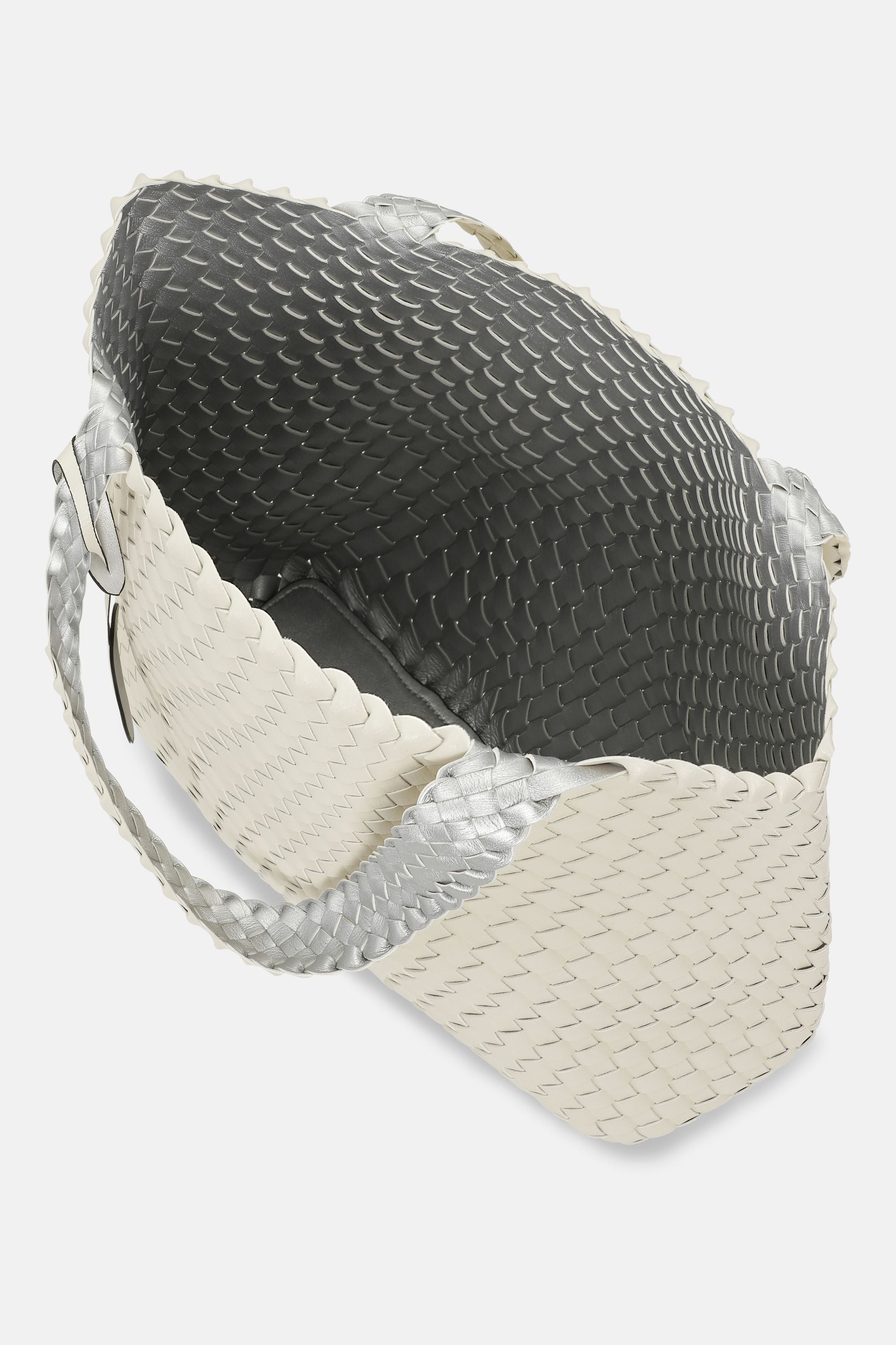 Tote Bag Geflochten - Egg White Silver