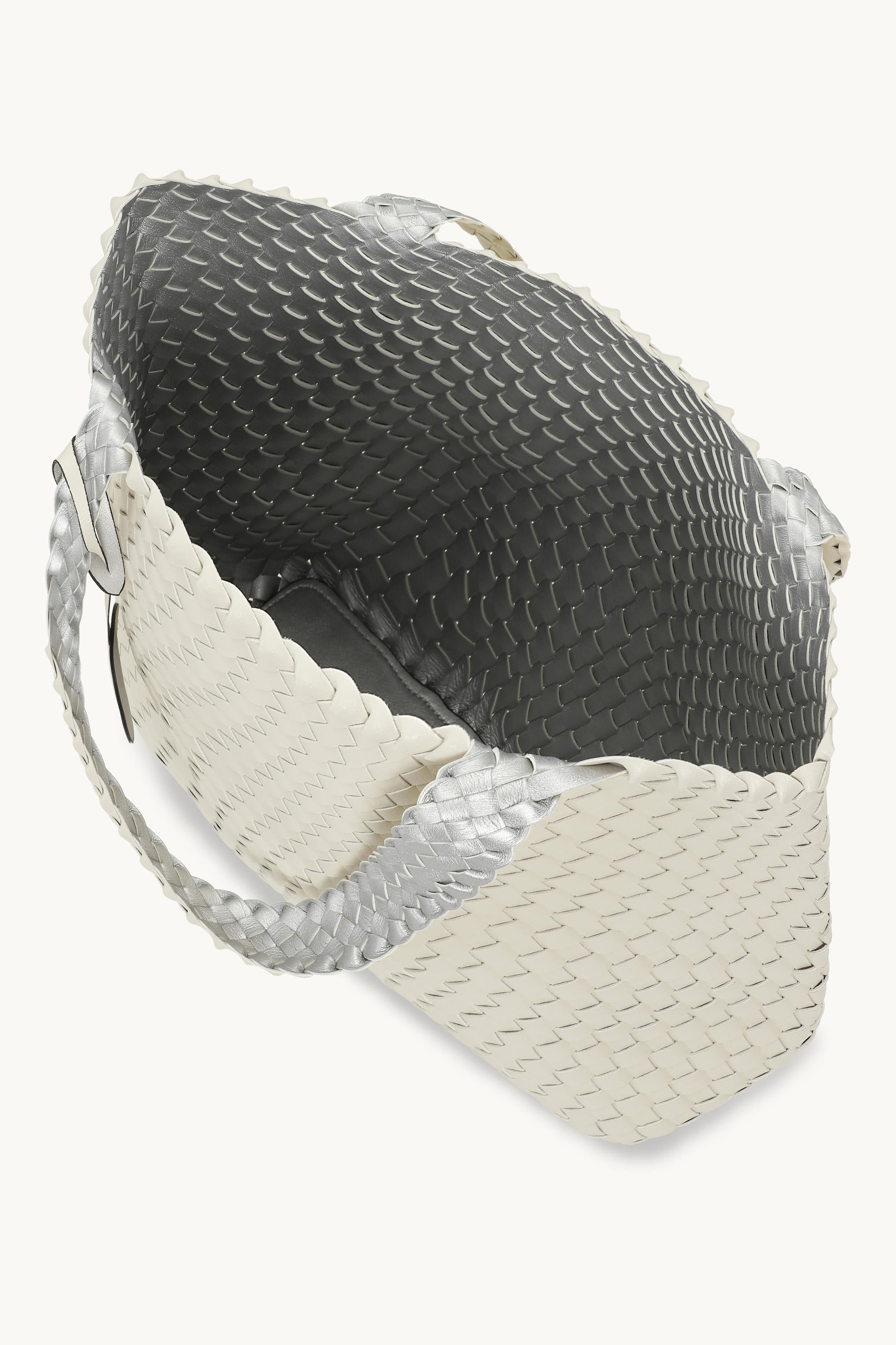 Tote Bag Geflochten - Egg White Silver