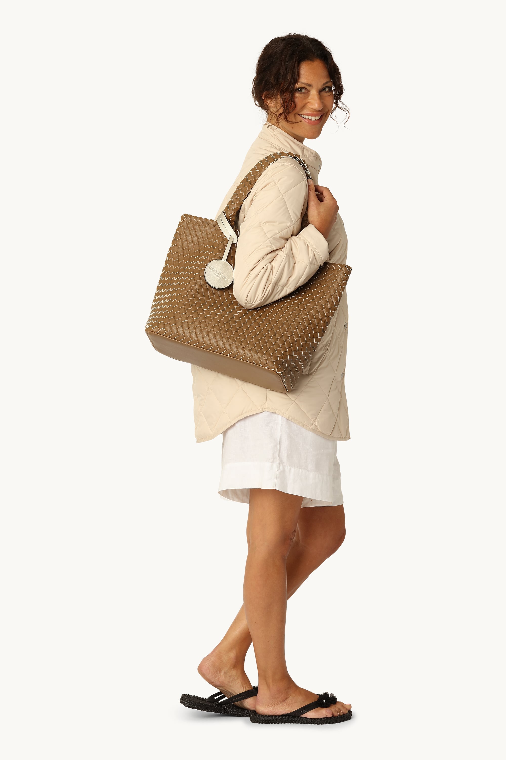 Tote Bag Geflochten - Goldy Sand Dollar Metallic