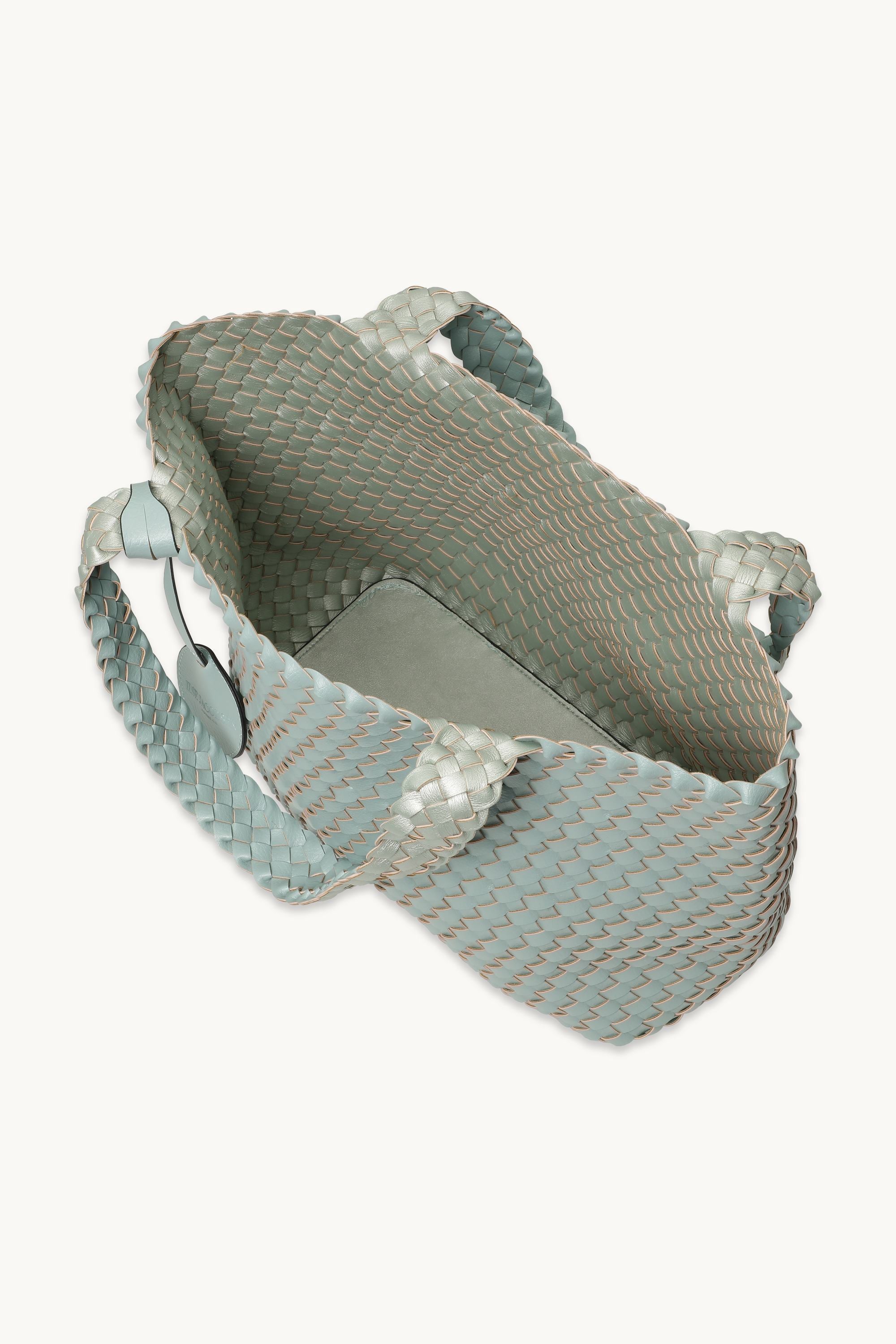 Tote Bag Geflochten - Beach Glass Metallic Mint