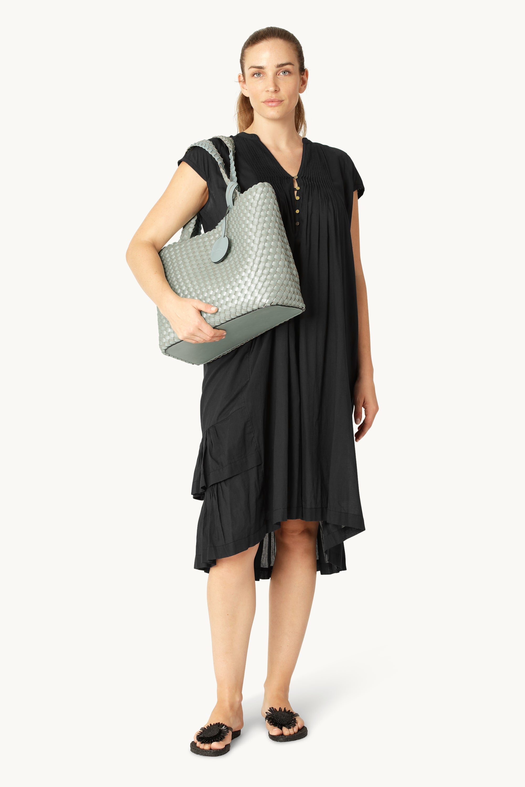 Tote Bag Geflochten - Beach Glass Metallic Mint