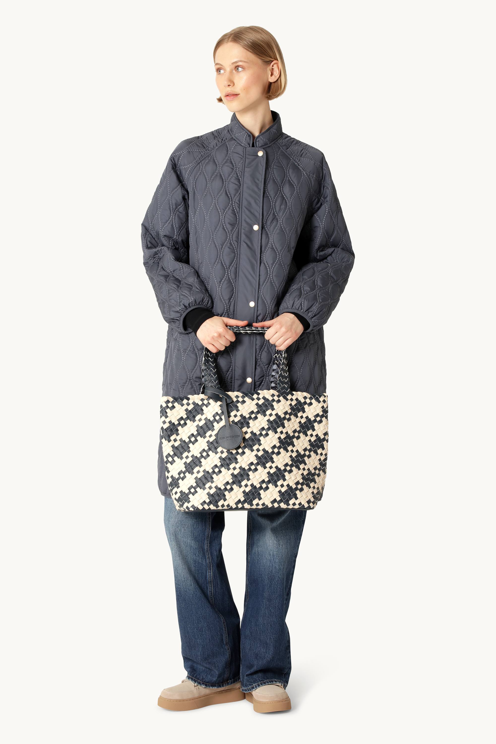 Houndstooth Braided Shopper - Ombre Blue light Sand